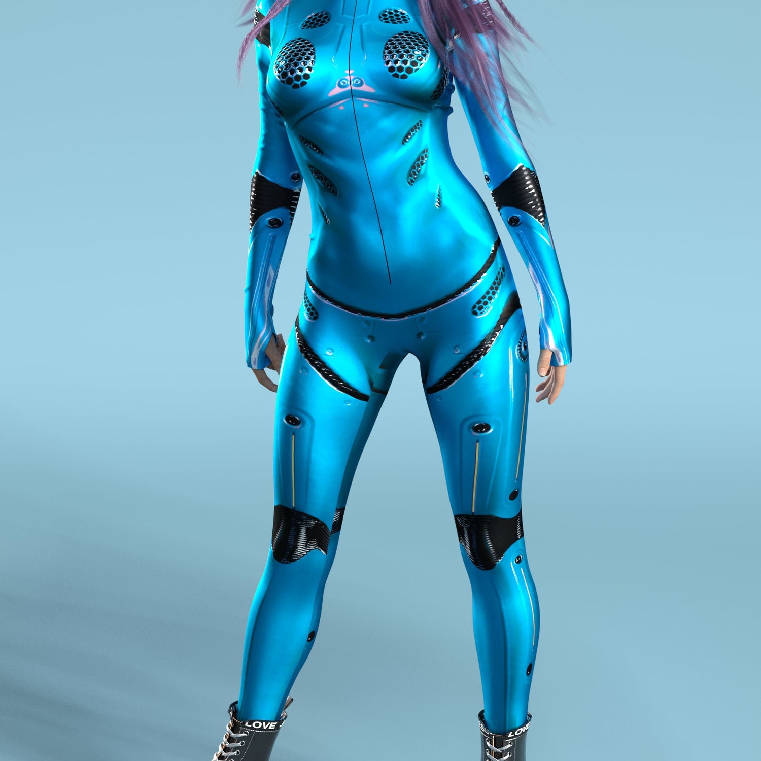 Flux Droid Cyan Costume Blue