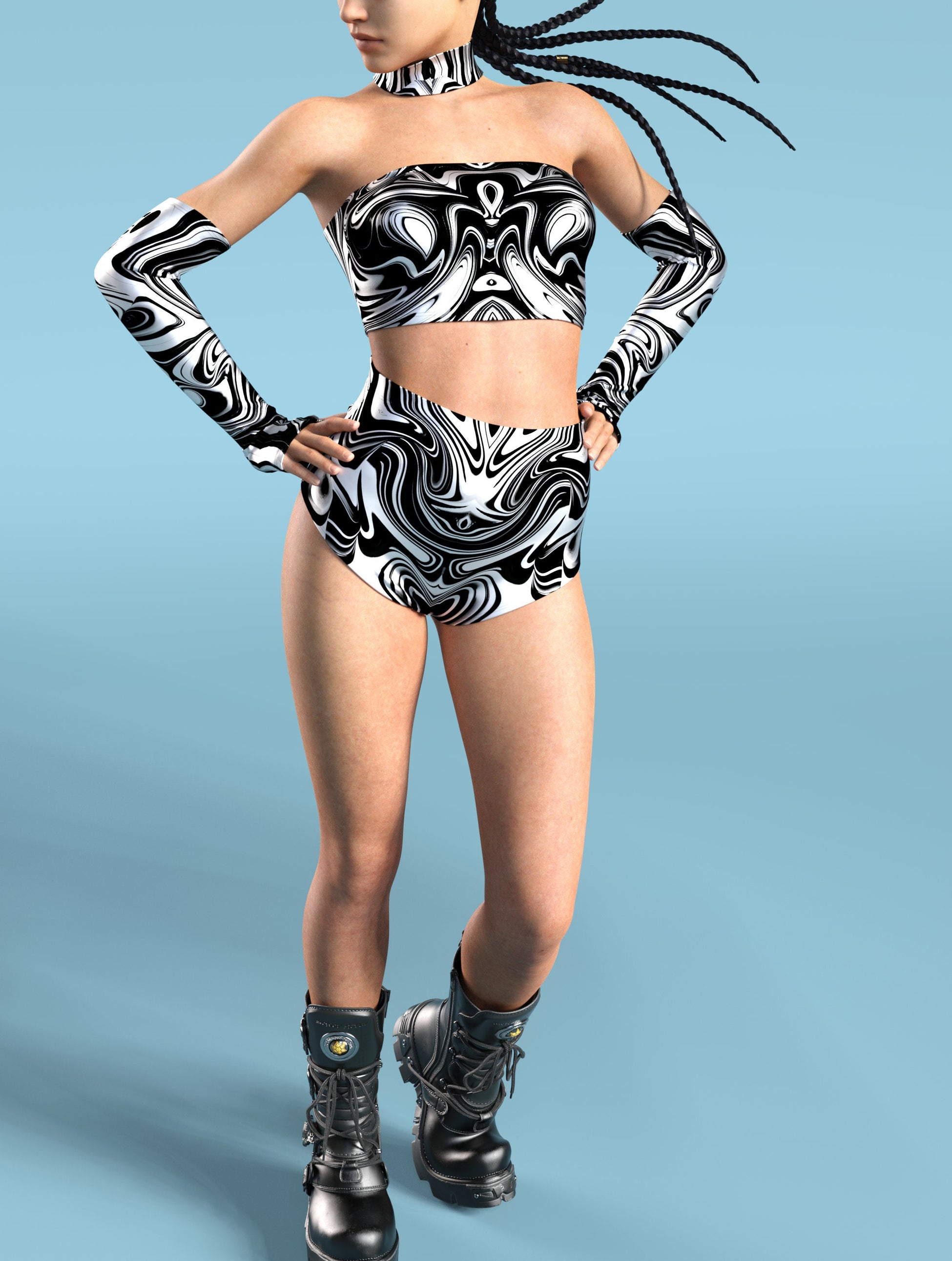 Wonder Trip BnW High Waist Shorts 1