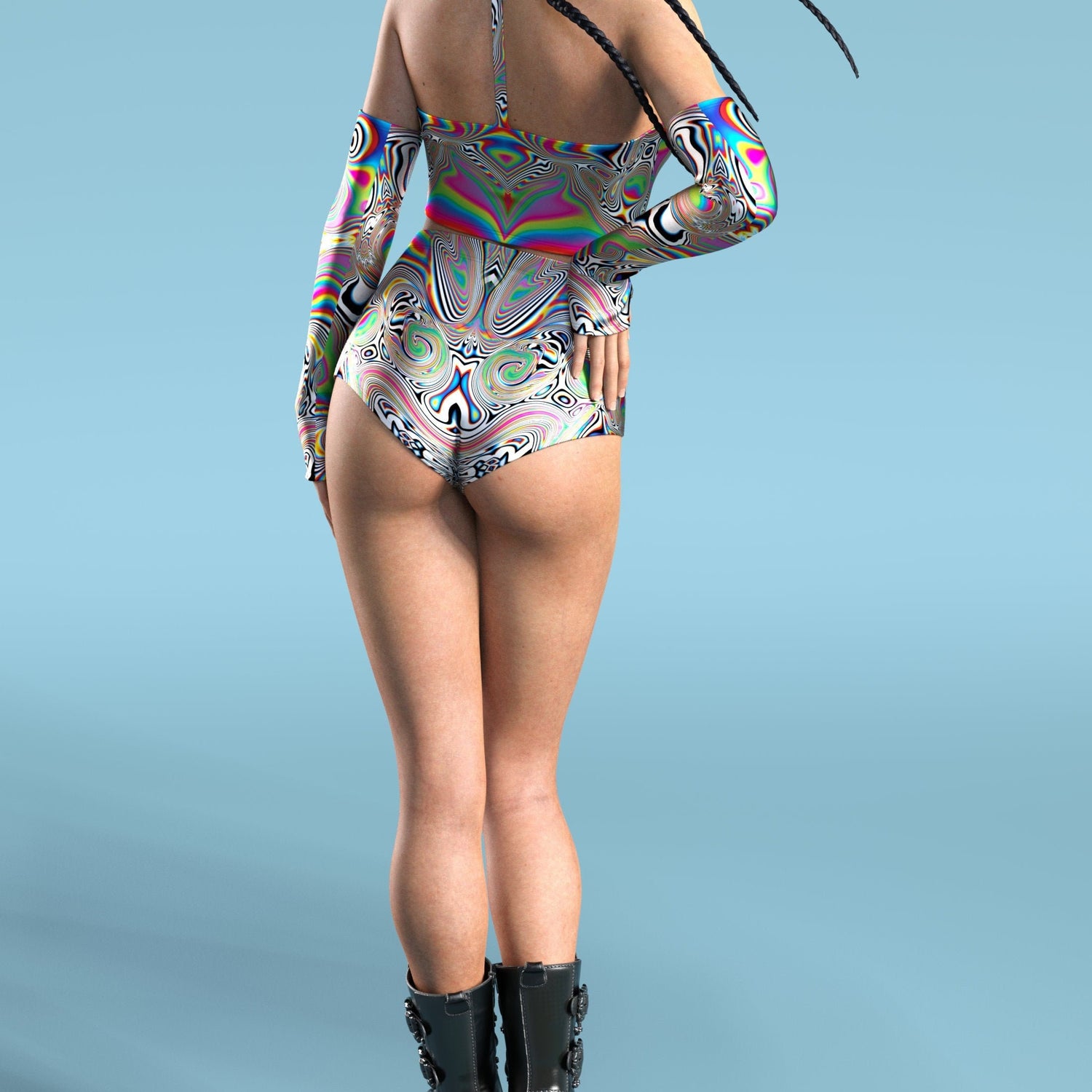 Universe Glitch Tube Top Silver, Rainbow