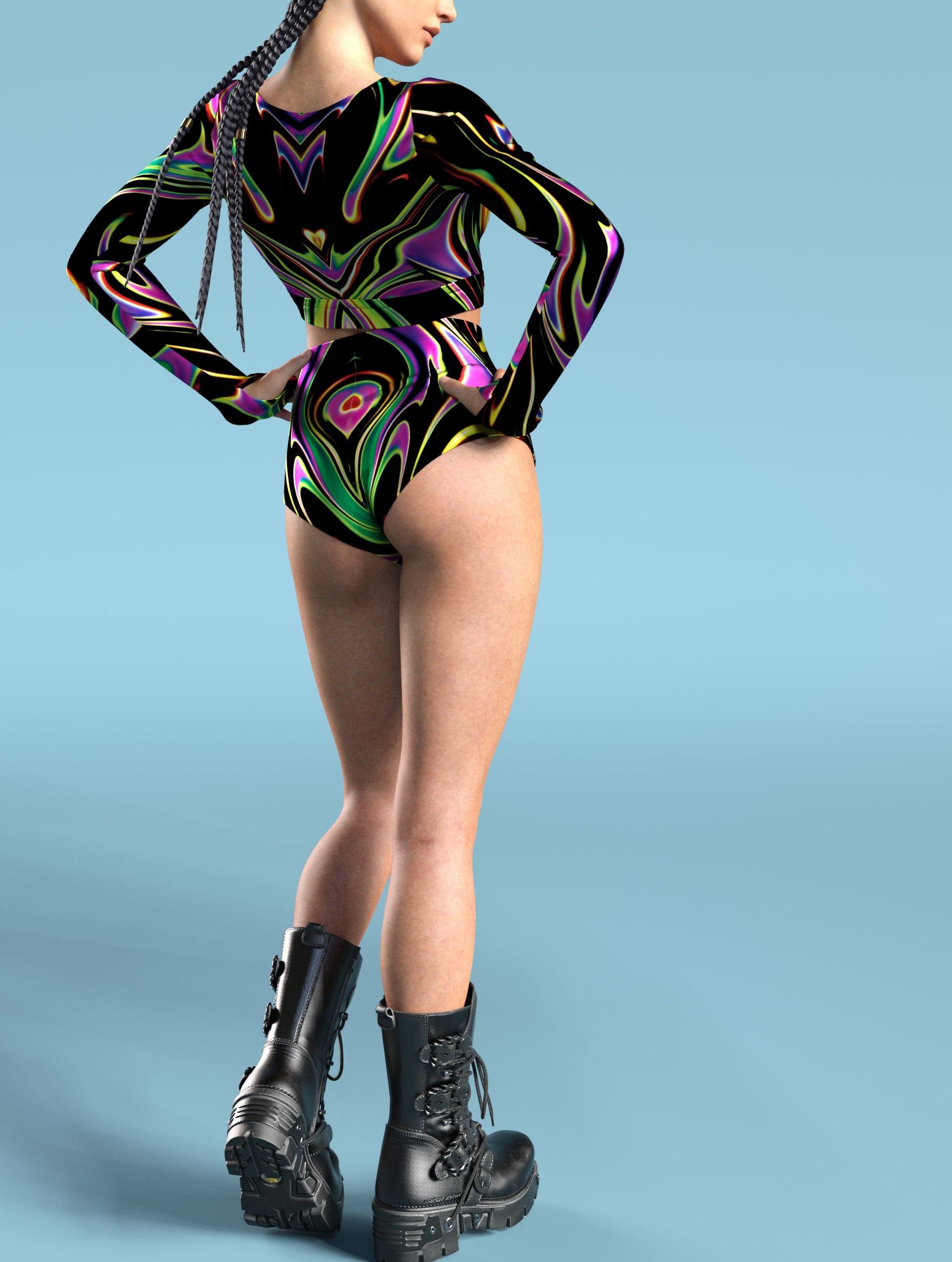Dark Liquid High Waist Shorts 2