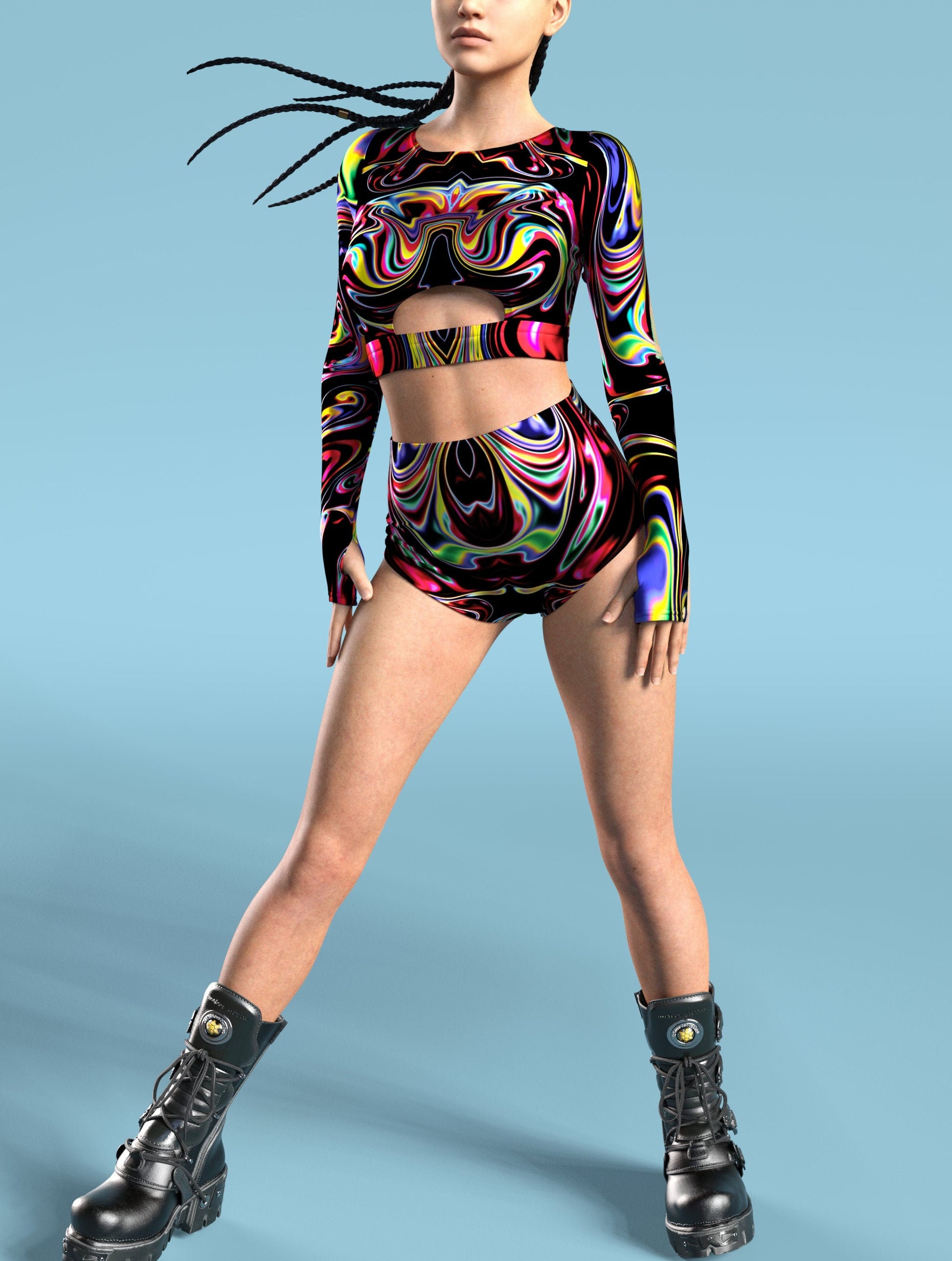 Cosmos Liquid High Waist Shorts 2