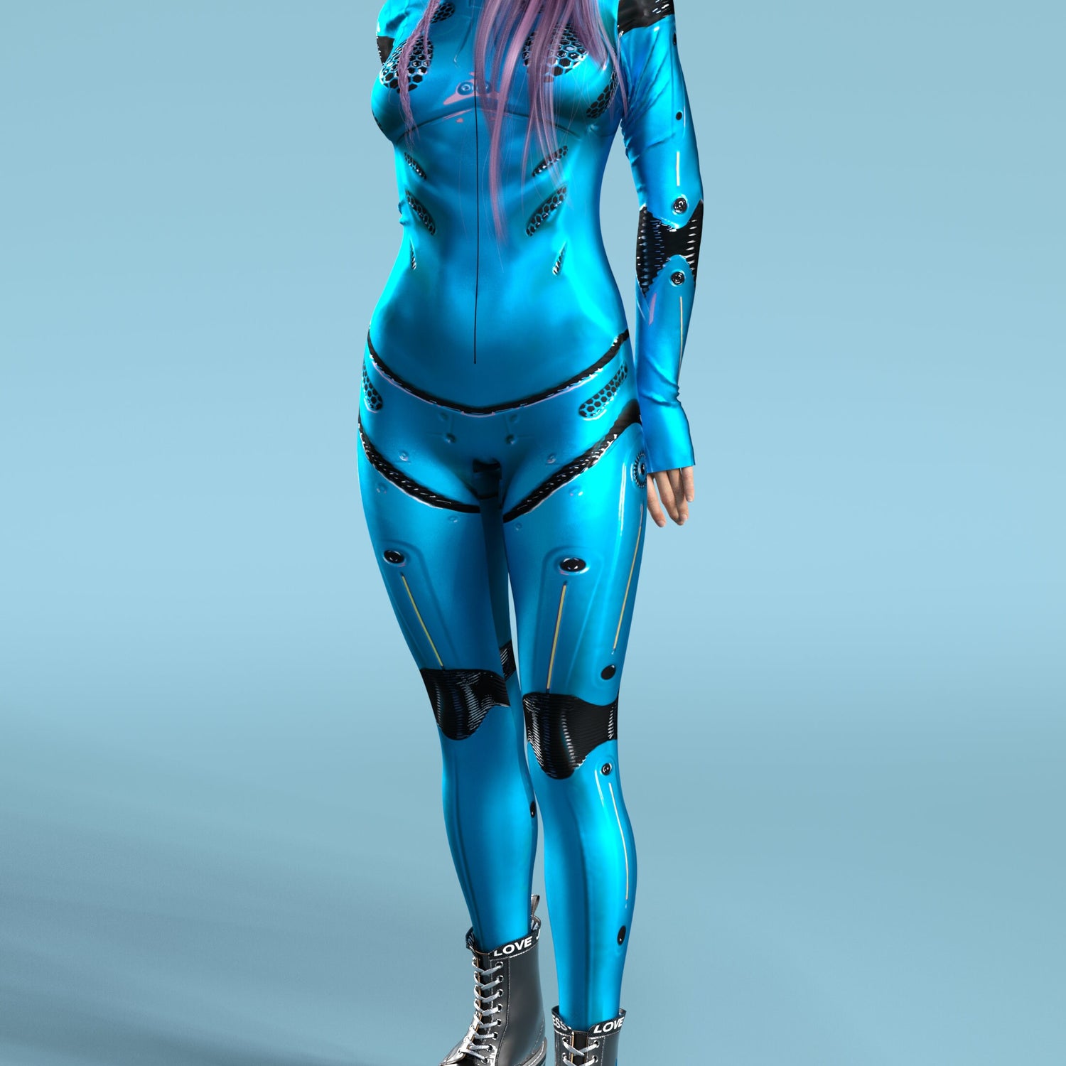 Flux Droid Cyan Costume Lycra