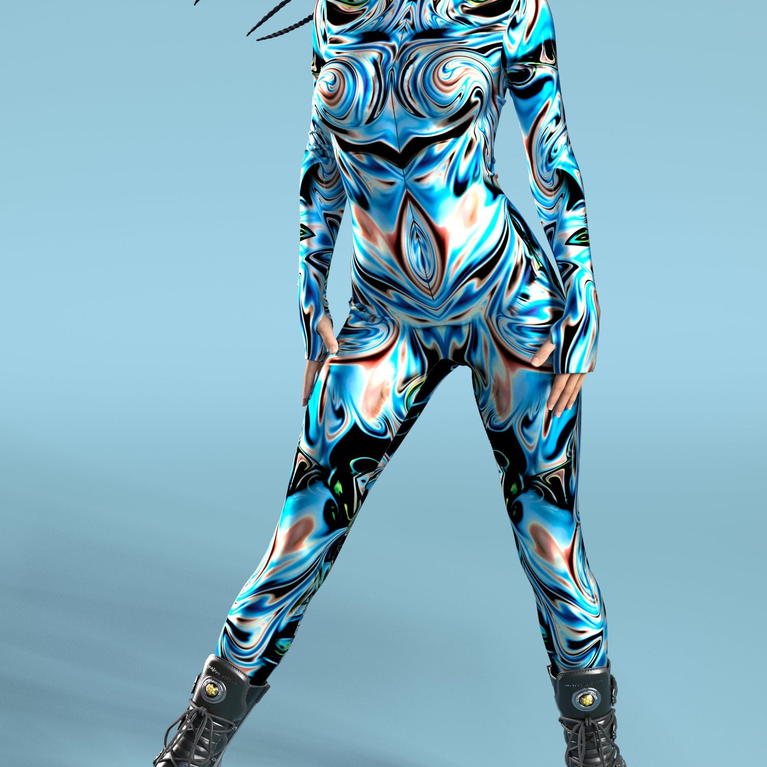 Blue Lace Liquid Costume Lycra