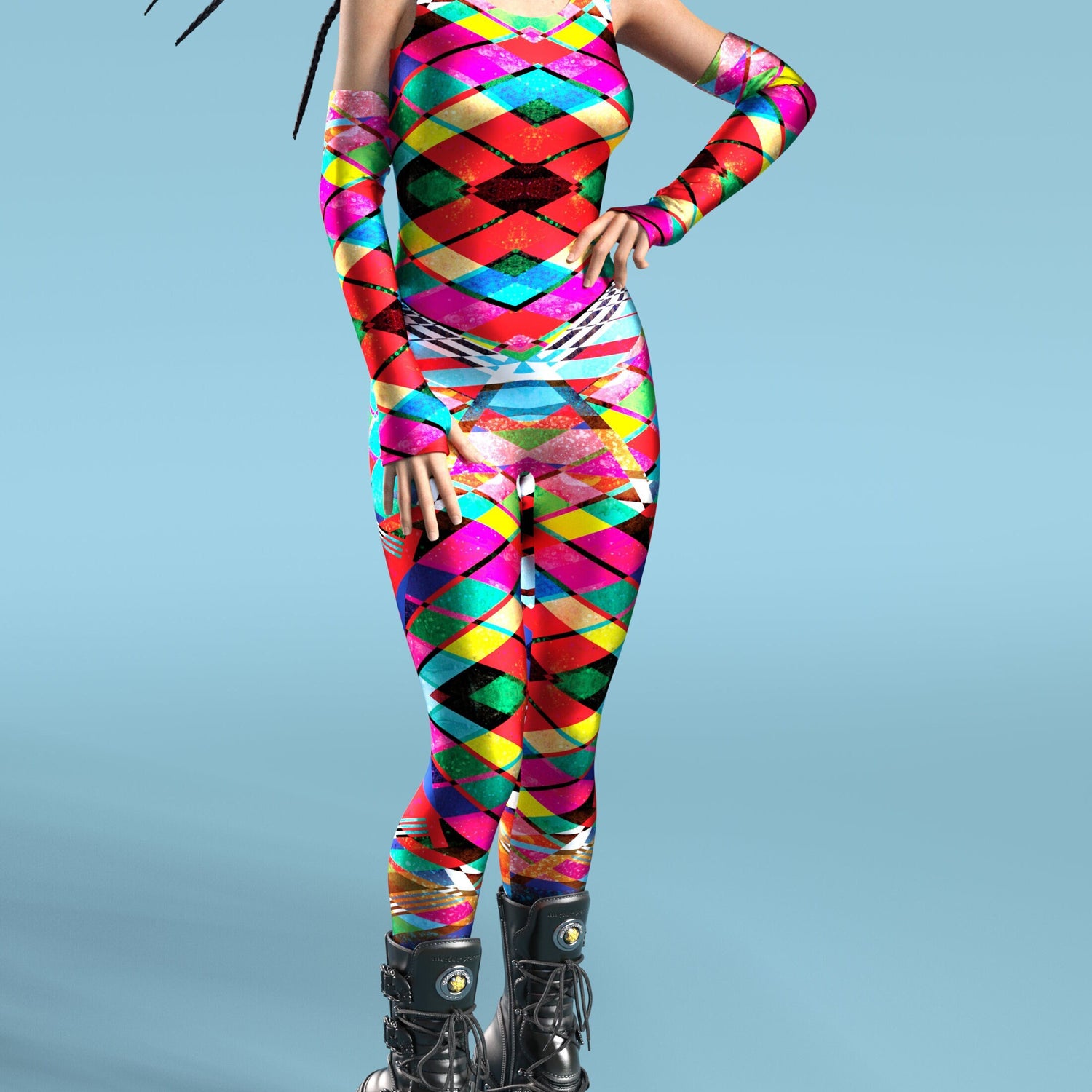 Trippy Pop Art Vans Catsuit Sleeveless Red