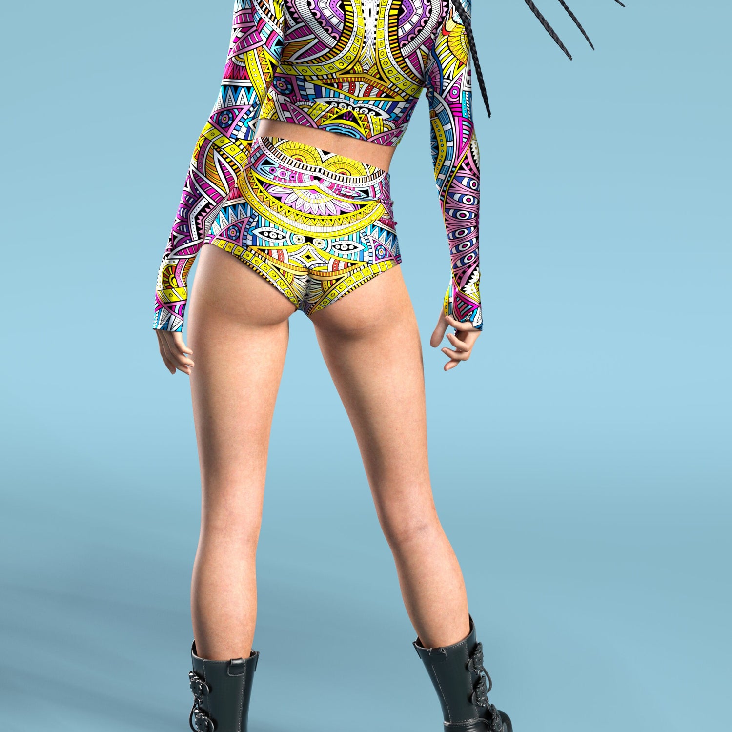 Flowers Boho Long Set Green