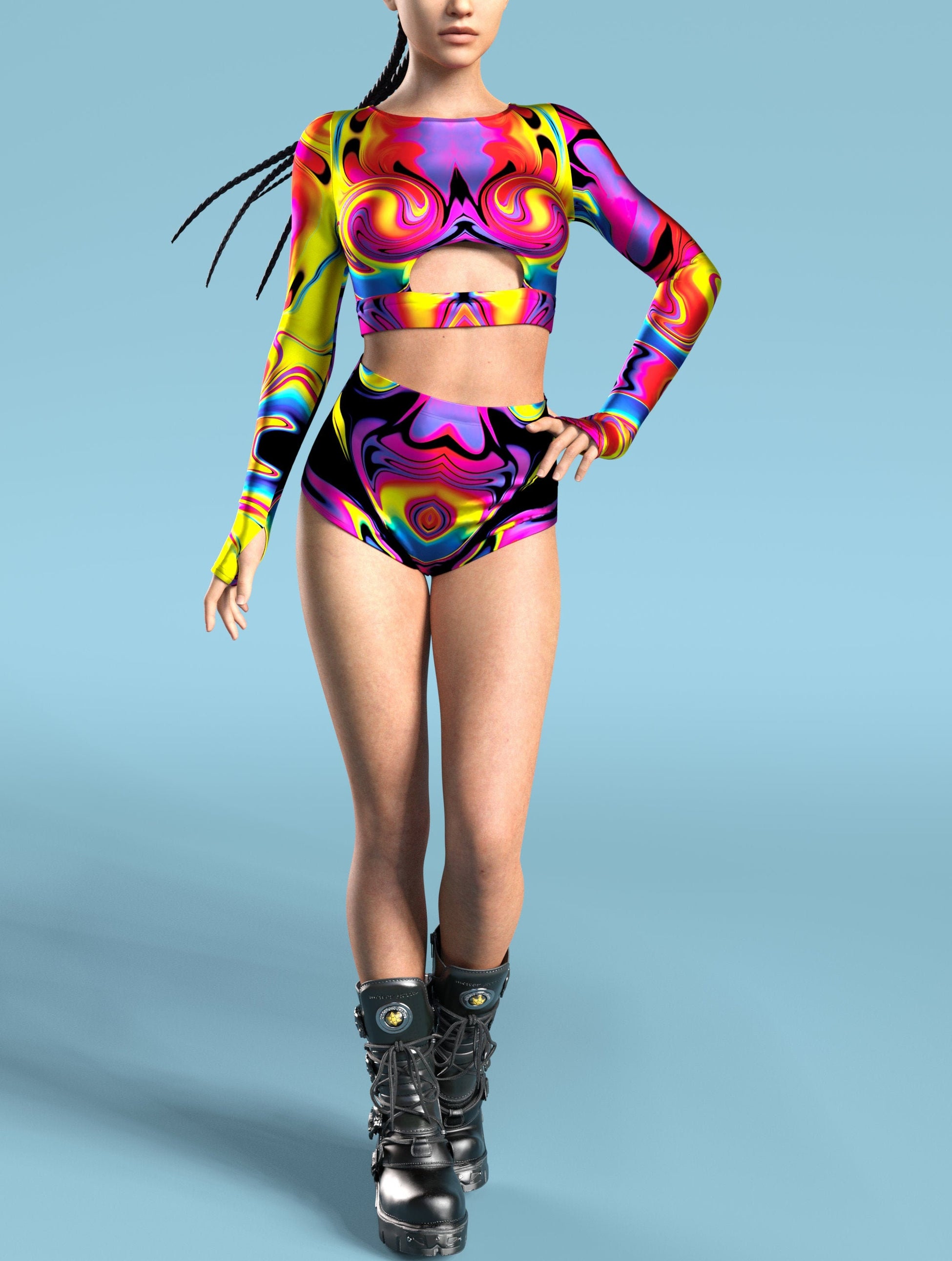 Acid Liquid High Waist Shorts 1