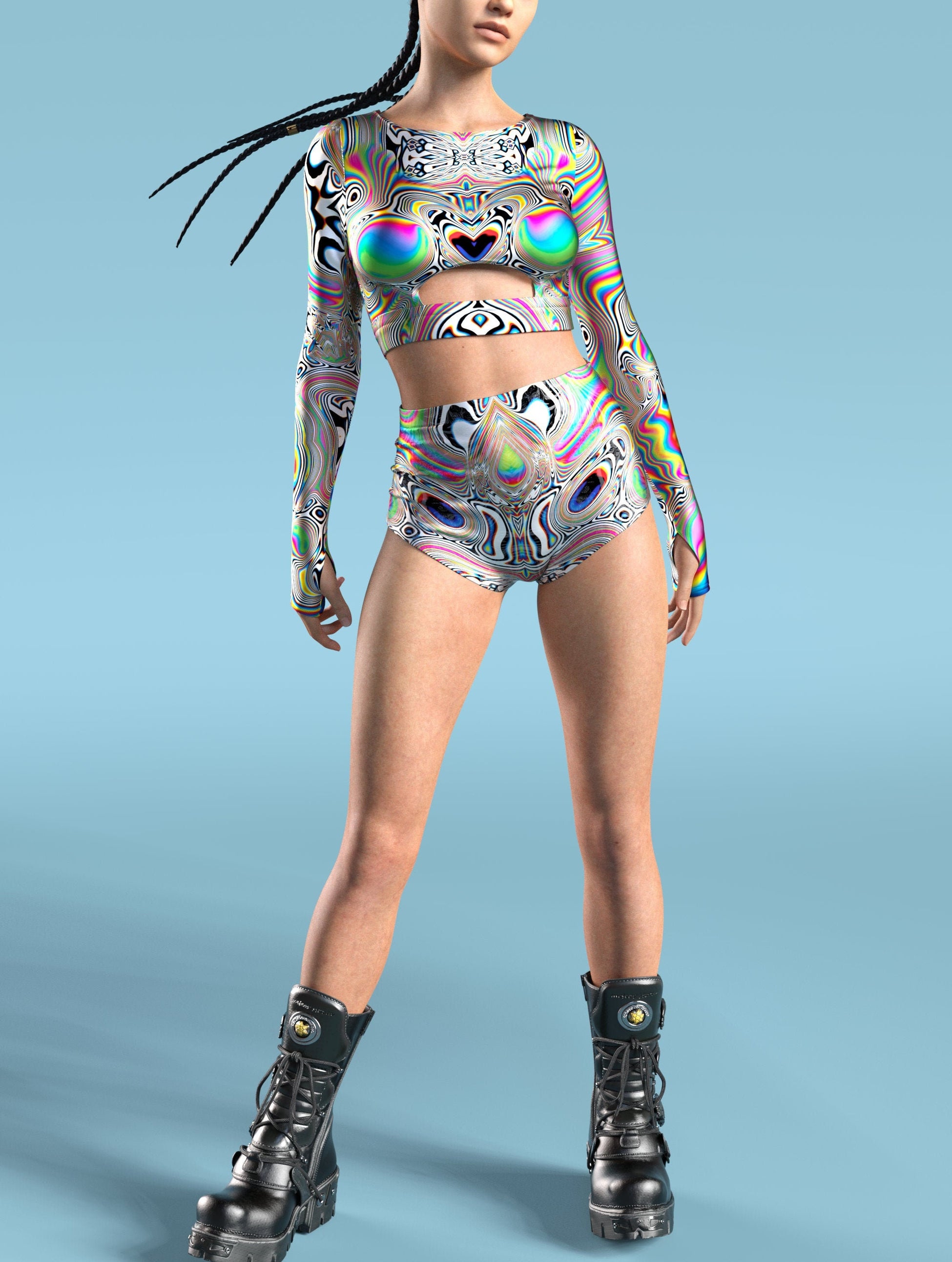 Universe Glitch High Waist Shorts 2