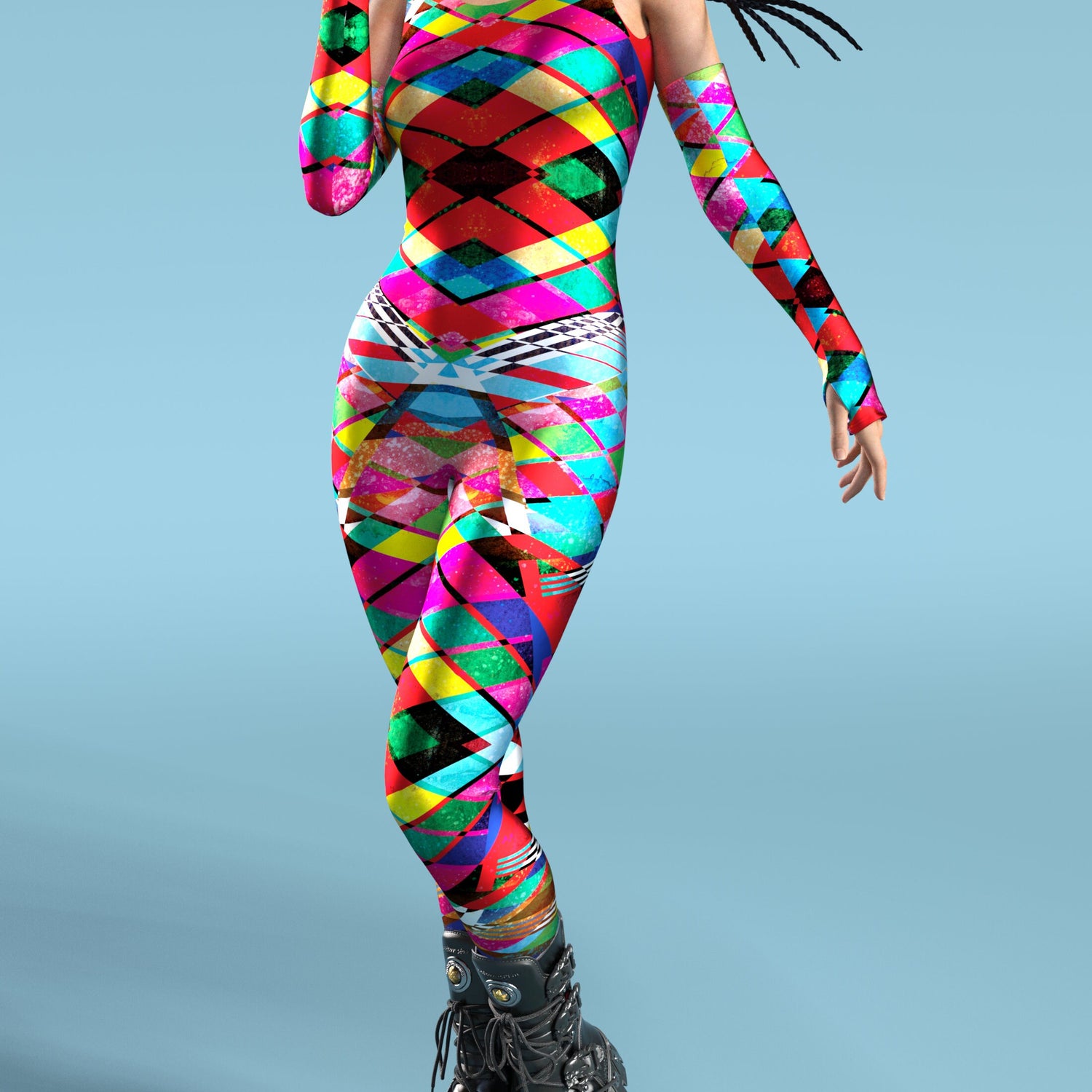 Trippy Pop Art Vans Catsuit Sleeveless Lycra