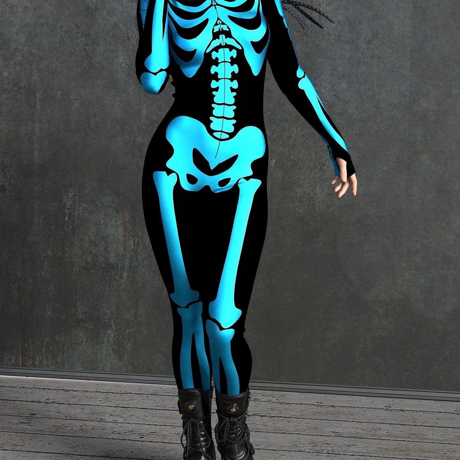 Blue Bossy Skeleton Costume Blue