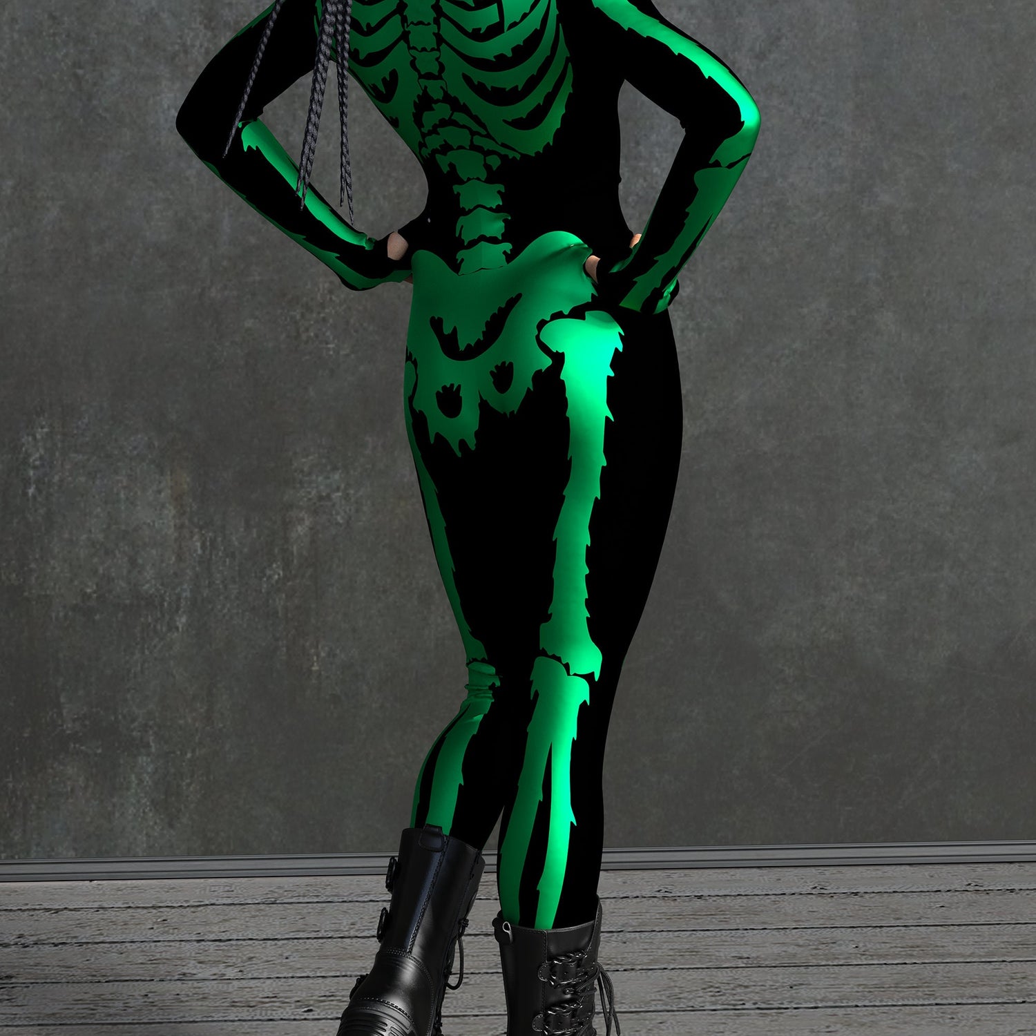 Women Green Goosebumps Skeleton Costume