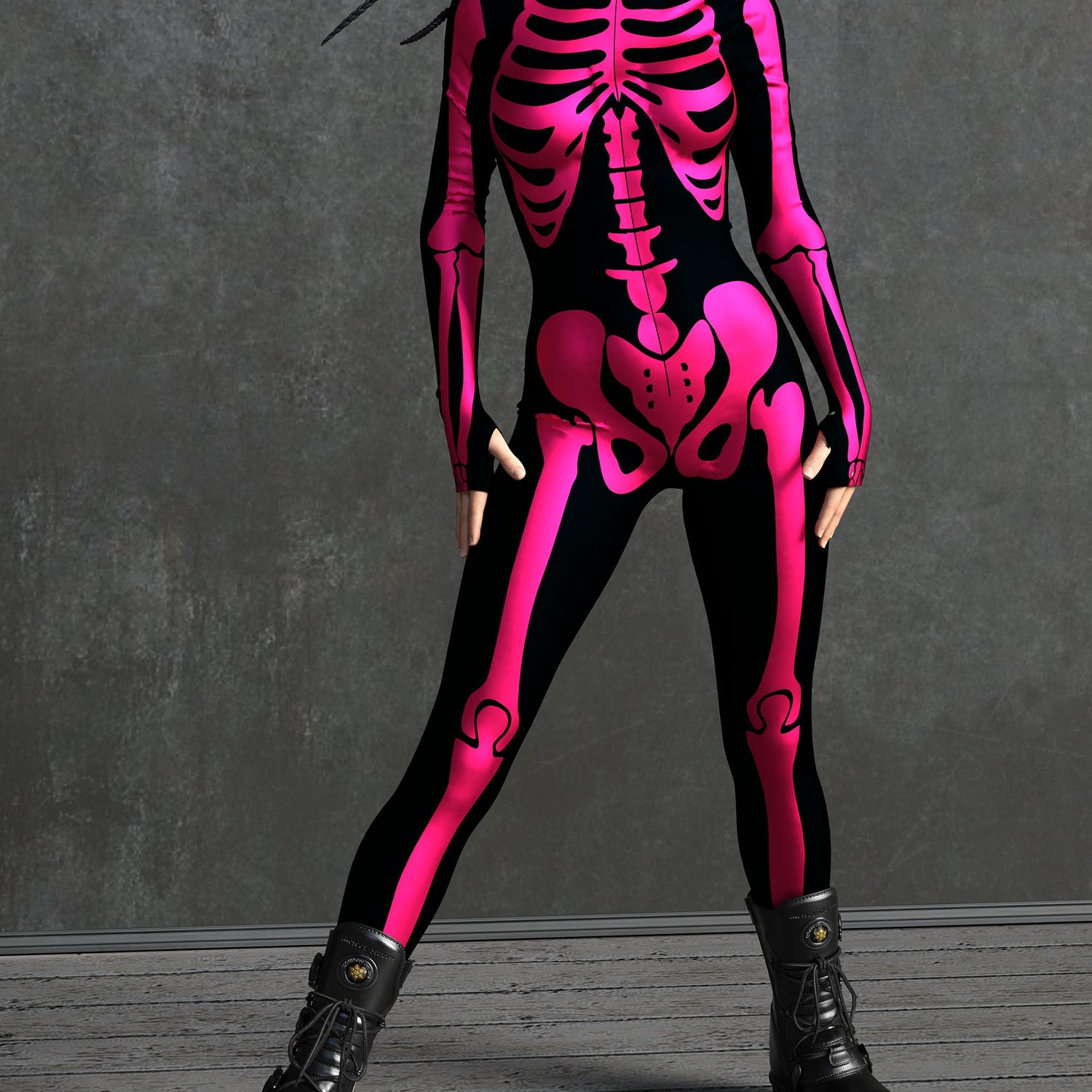 Red Bossy Skeleton Costume Lycra