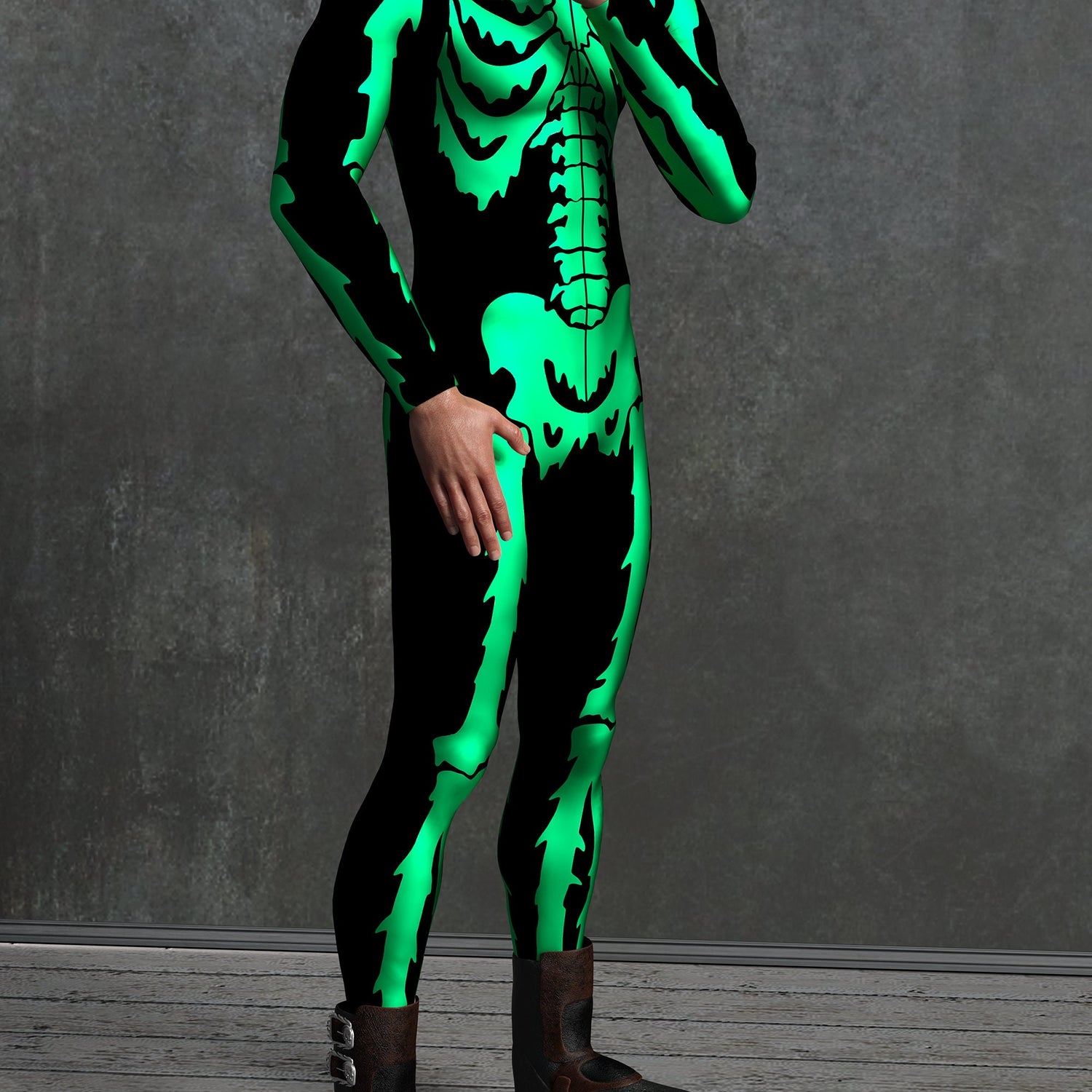Green Goosebumps Skeleton Male Costume 3