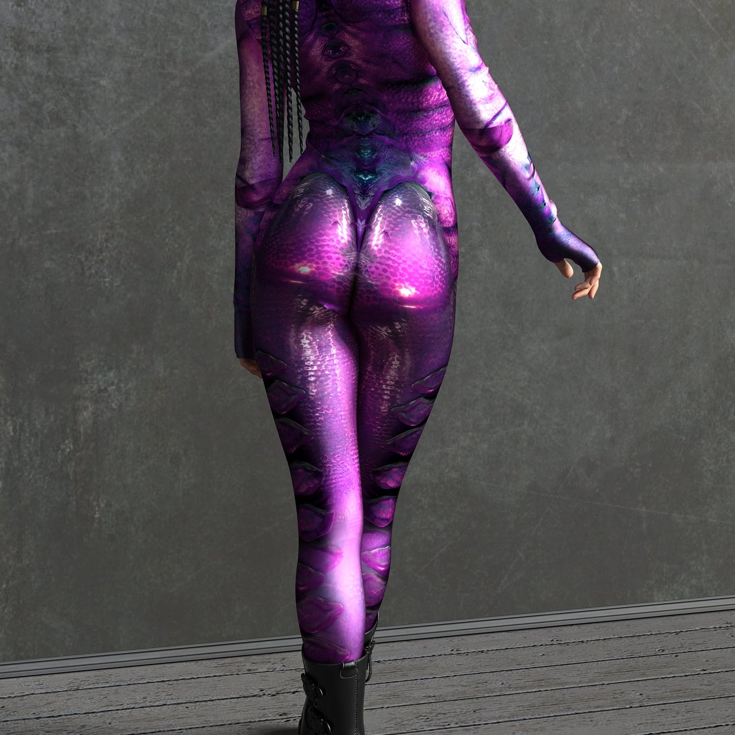 Purple Golden Alien Costume 3