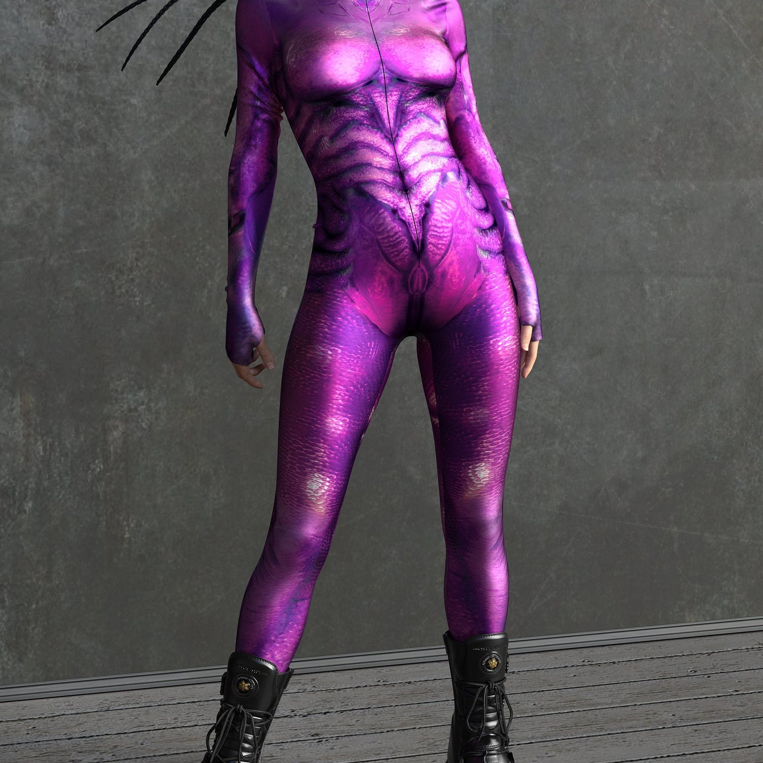 Purple Golden Alien Costume Purple