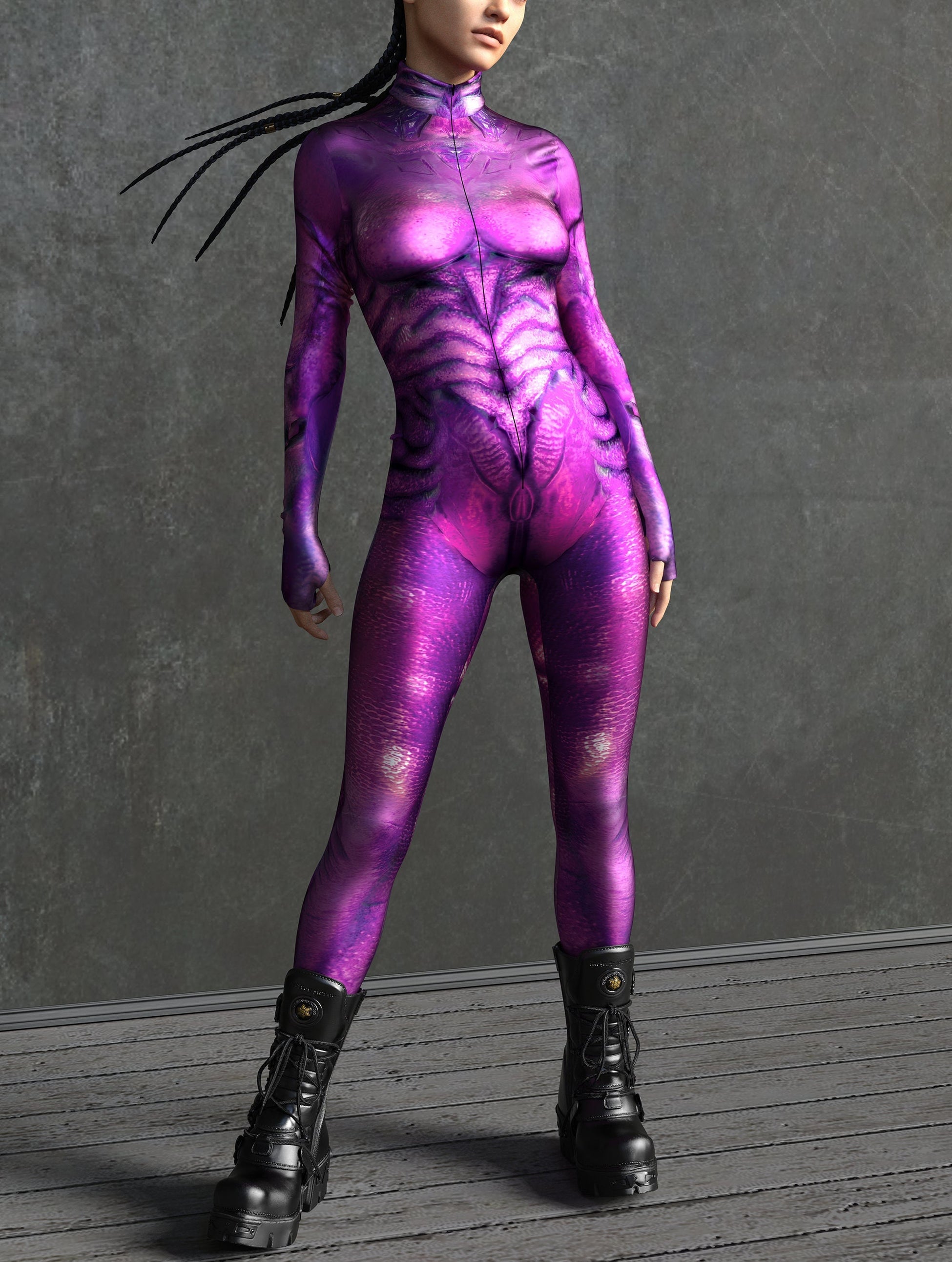 Purple Golden Alien Costume 2