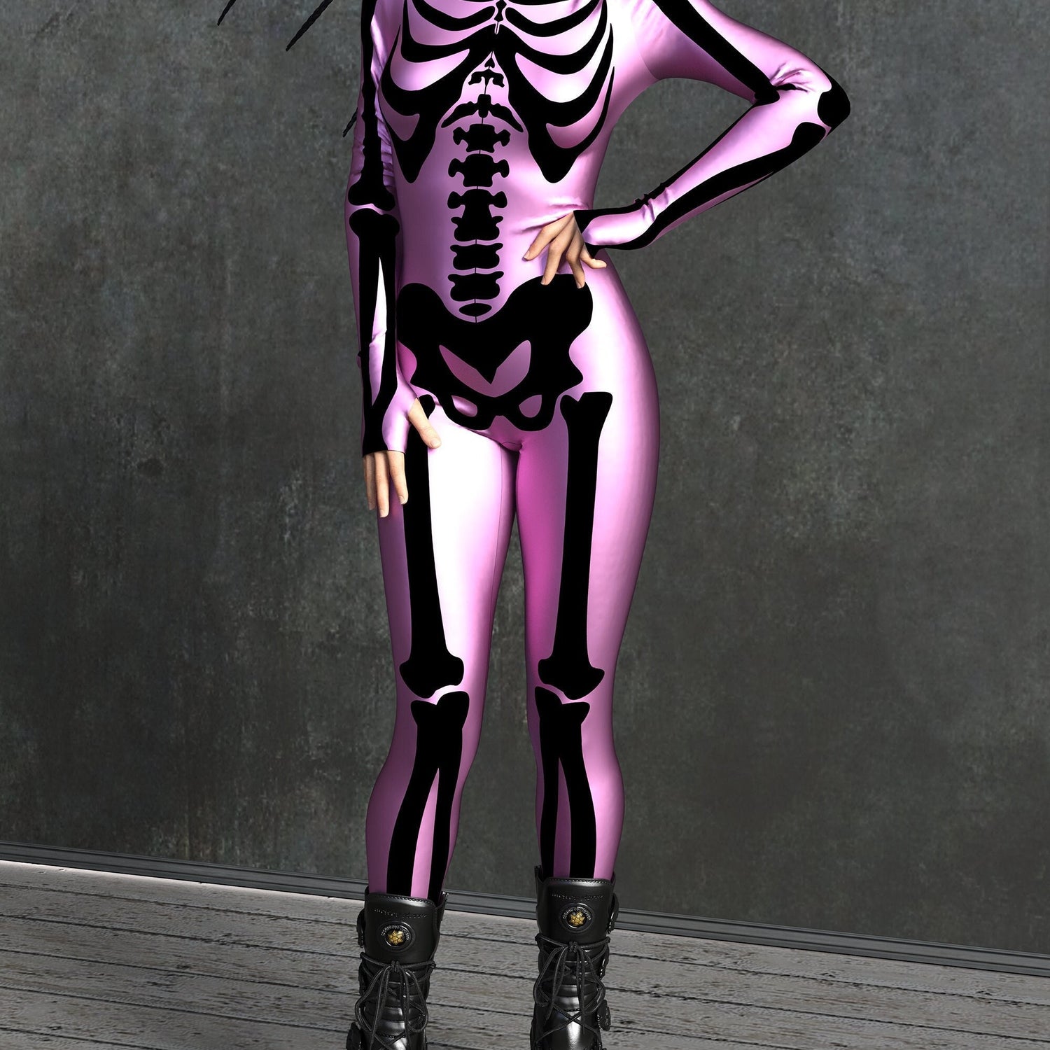 Pink n Black Bossy Skeleton Costume Pink