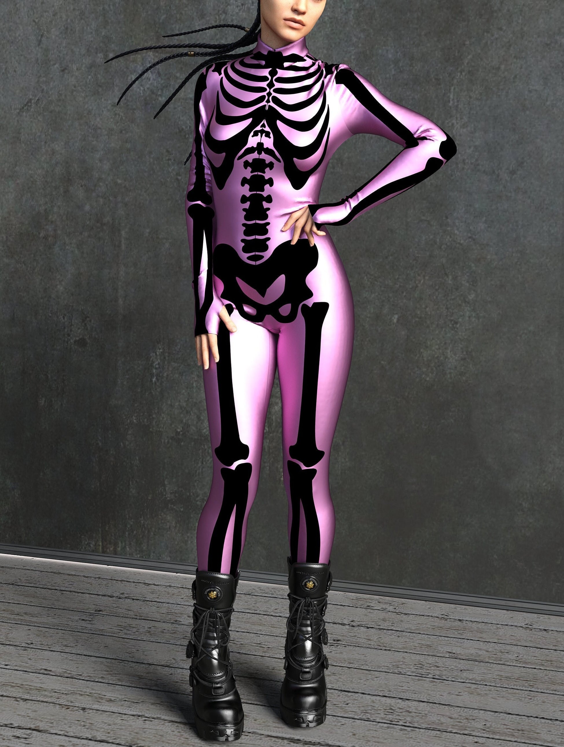 Pink n Black Bossy Skeleton Costume 2