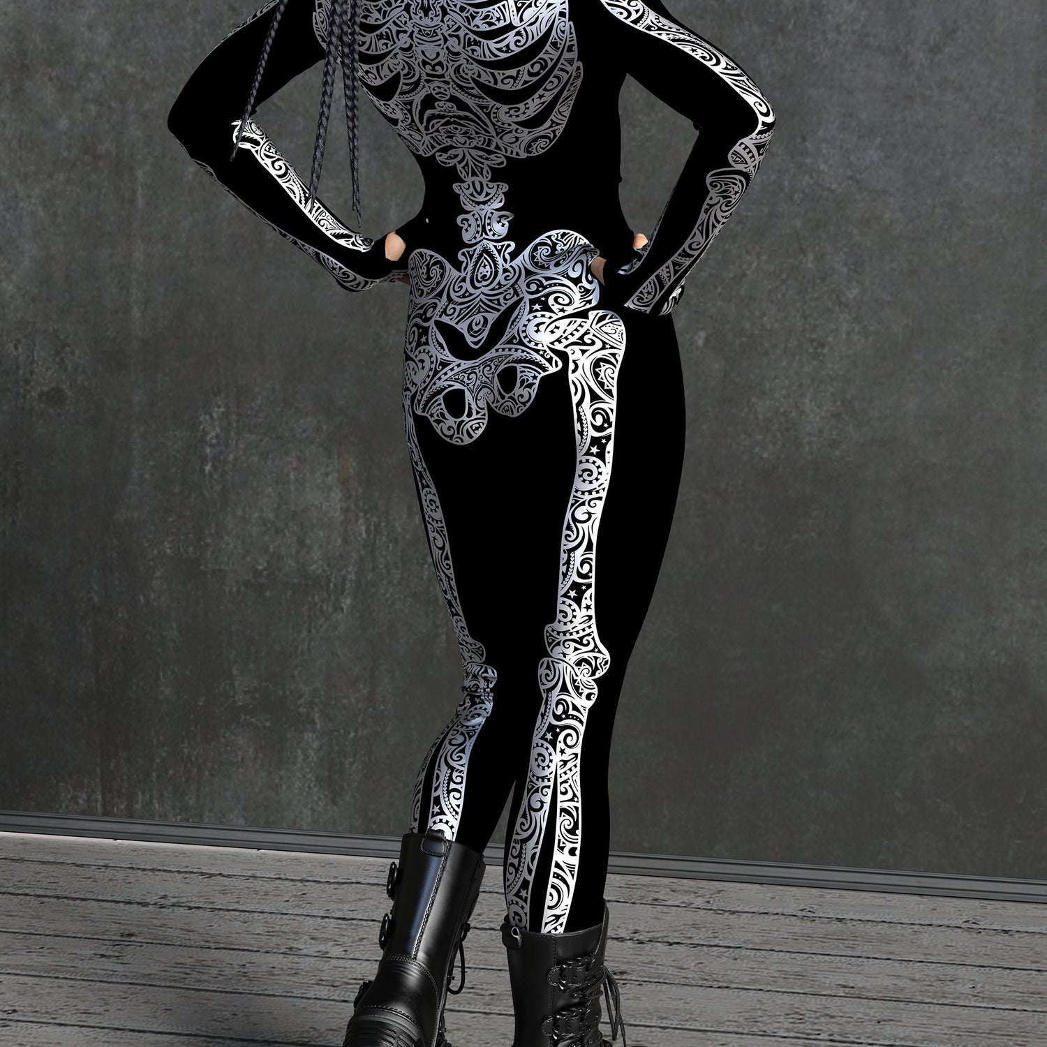 Women La Muerte White Skeleton Costume