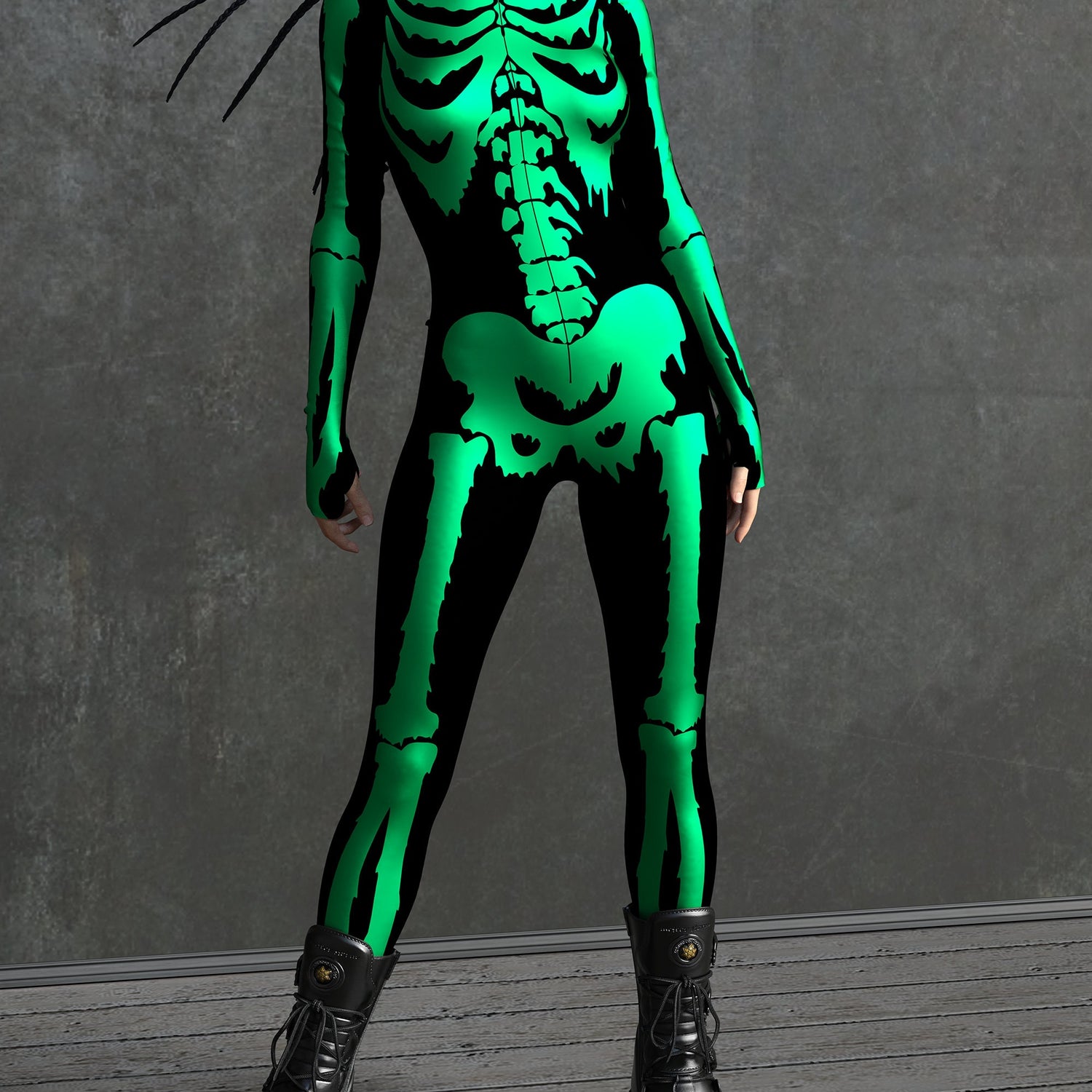 Green Goosebumps Skeleton Costume Lycra