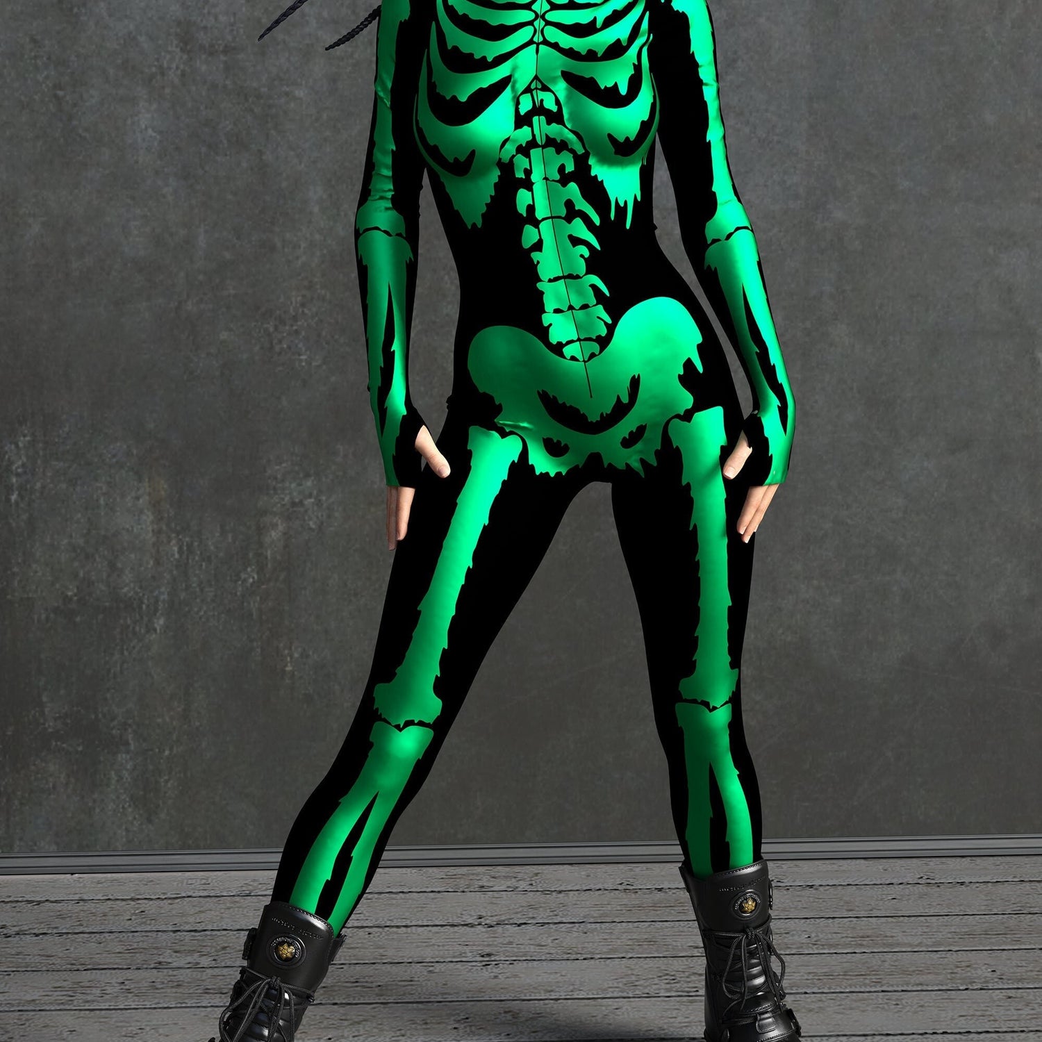 Green Goosebumps Skeleton Costume Green