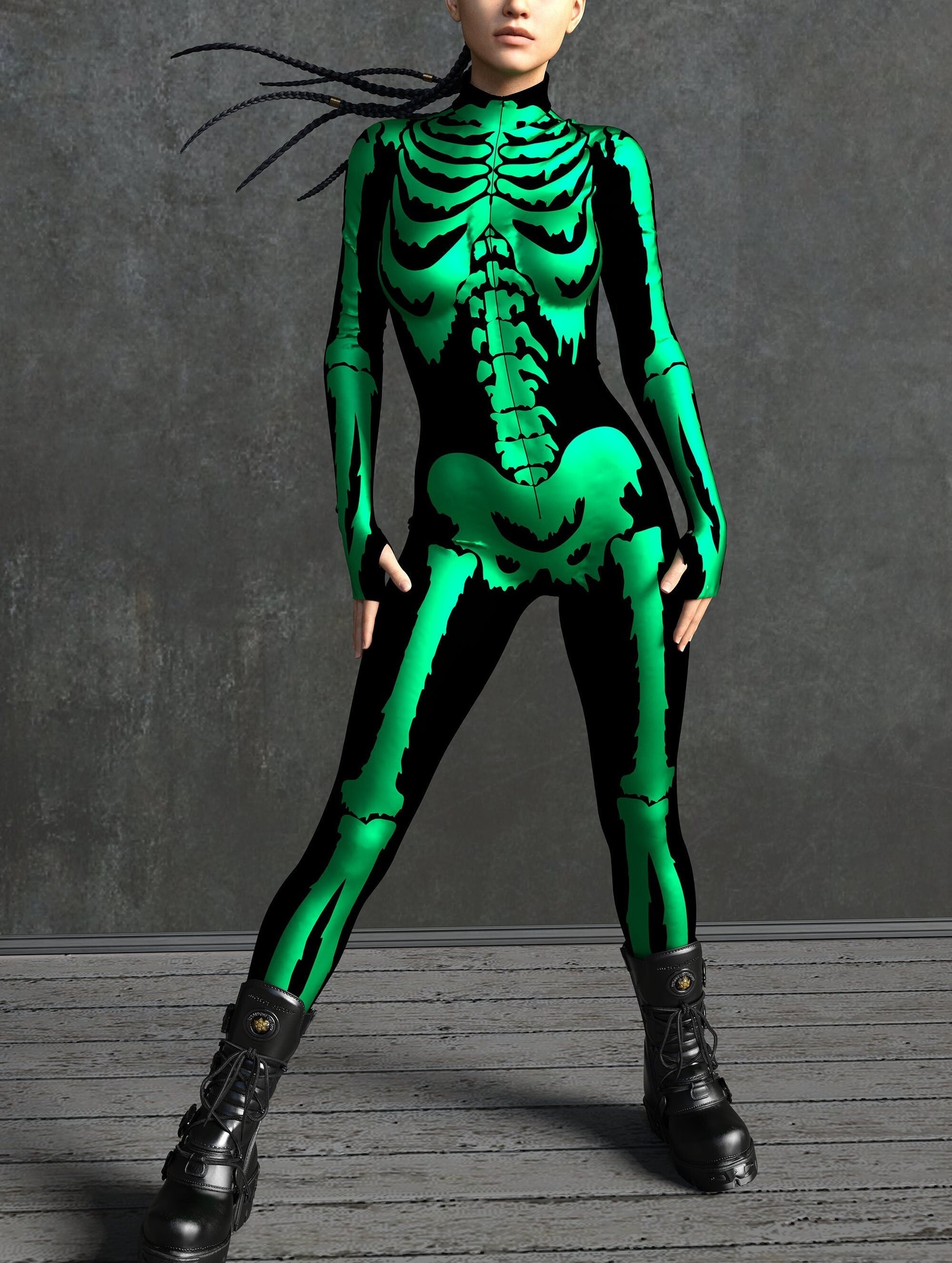 Green Goosebumps Skeleton Costume 2