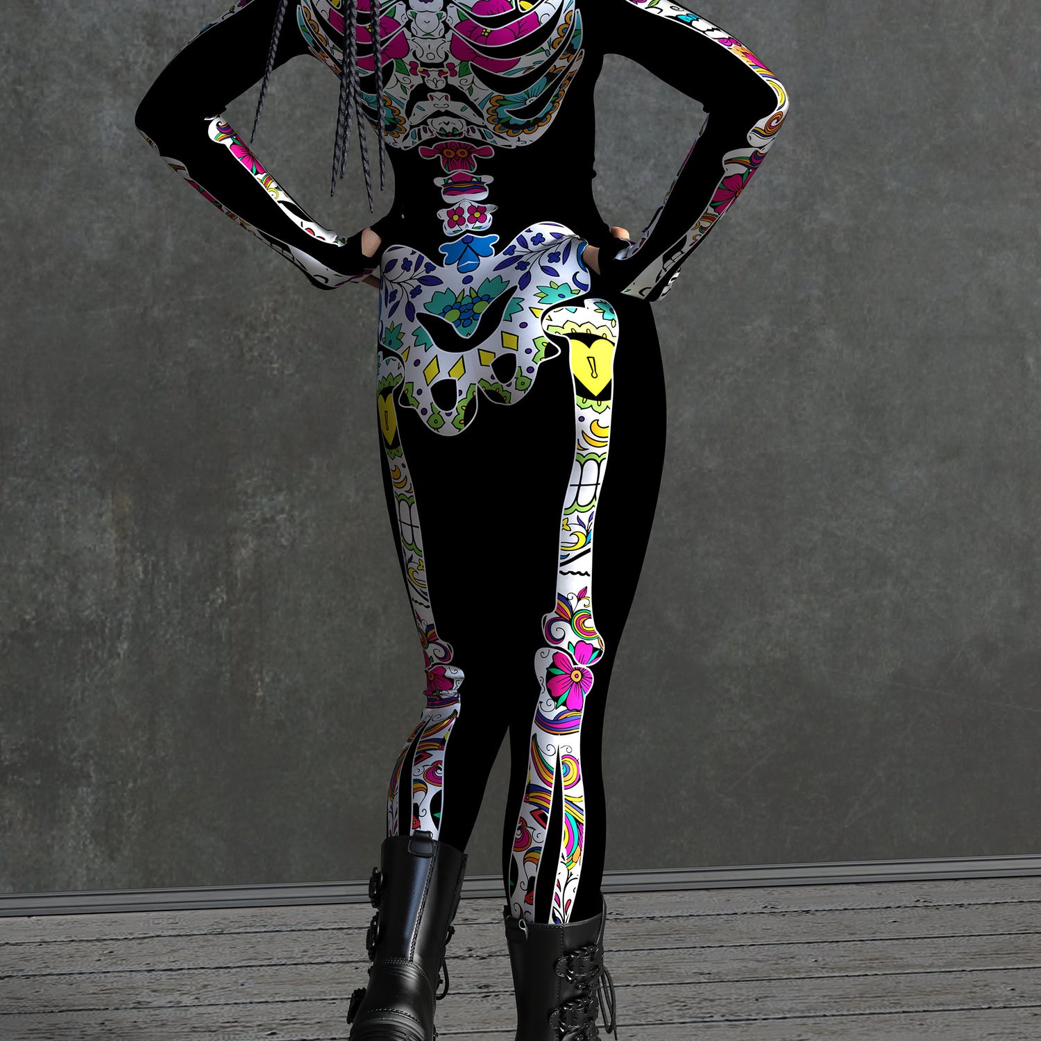 La Muerte Color Skeleton Costume 3