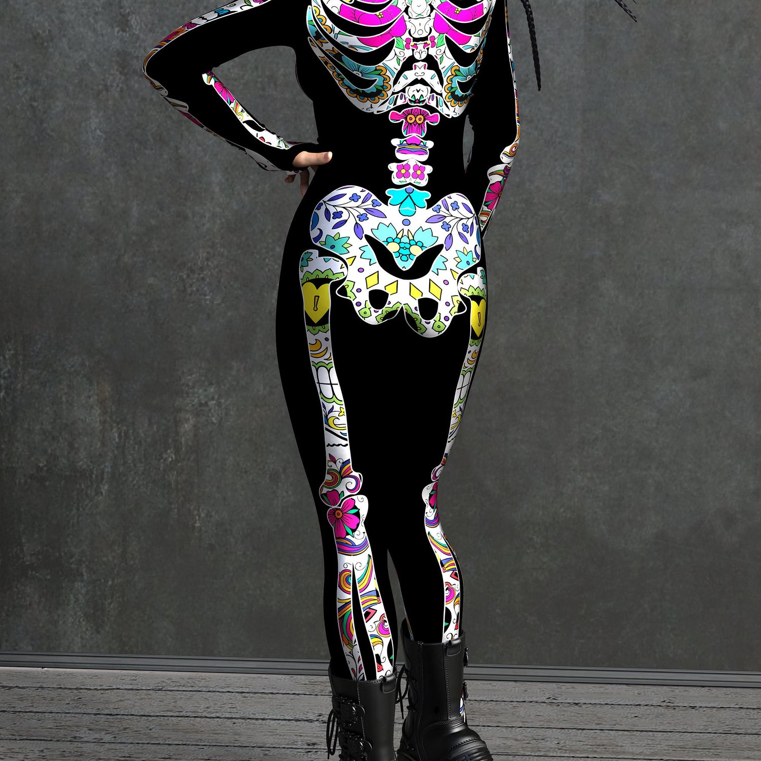 Women La Muerte Color Skeleton Costume