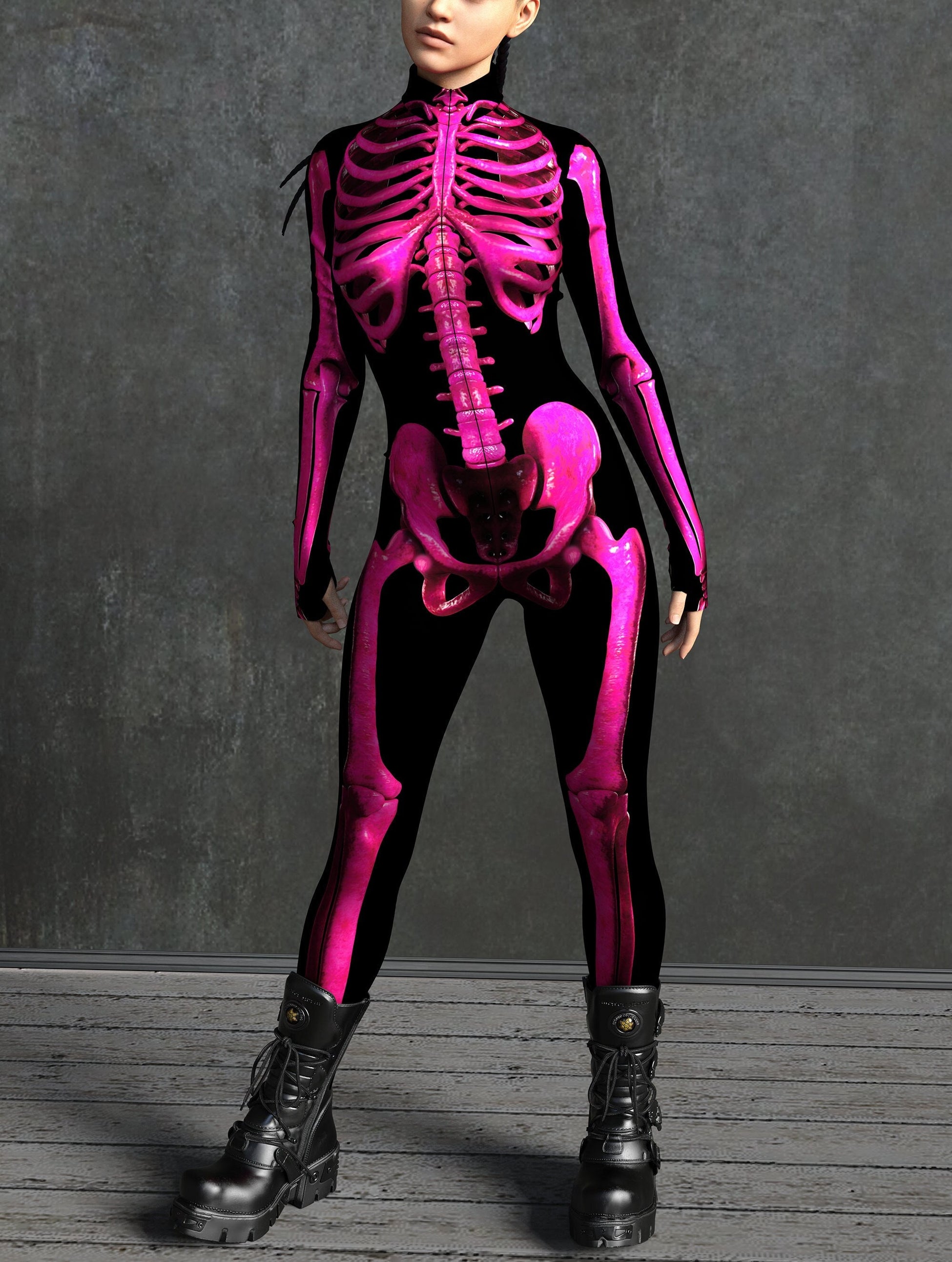 Magenta Candy Skeleton Costume 2