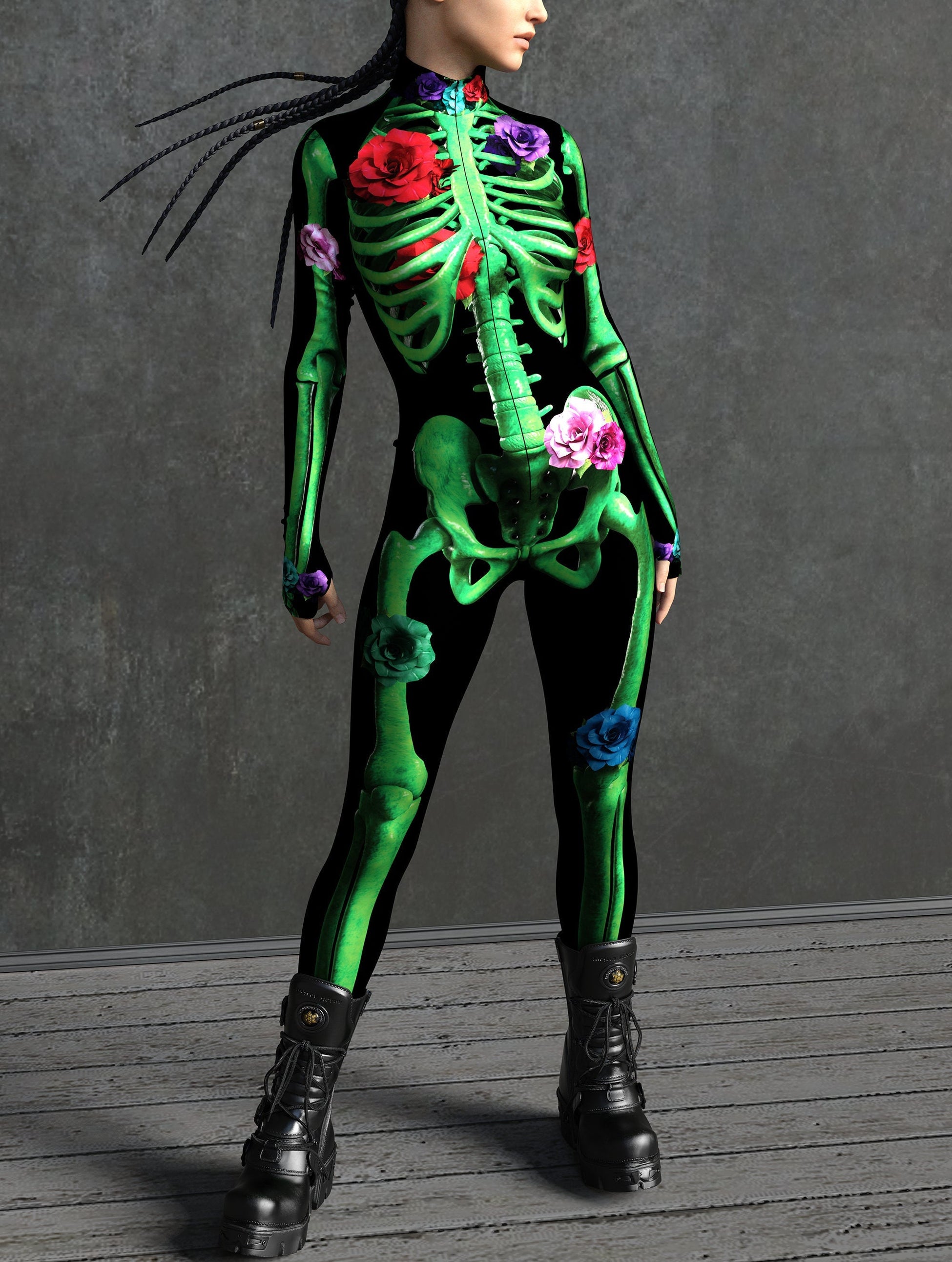Green Flower Skeleton Costume 2