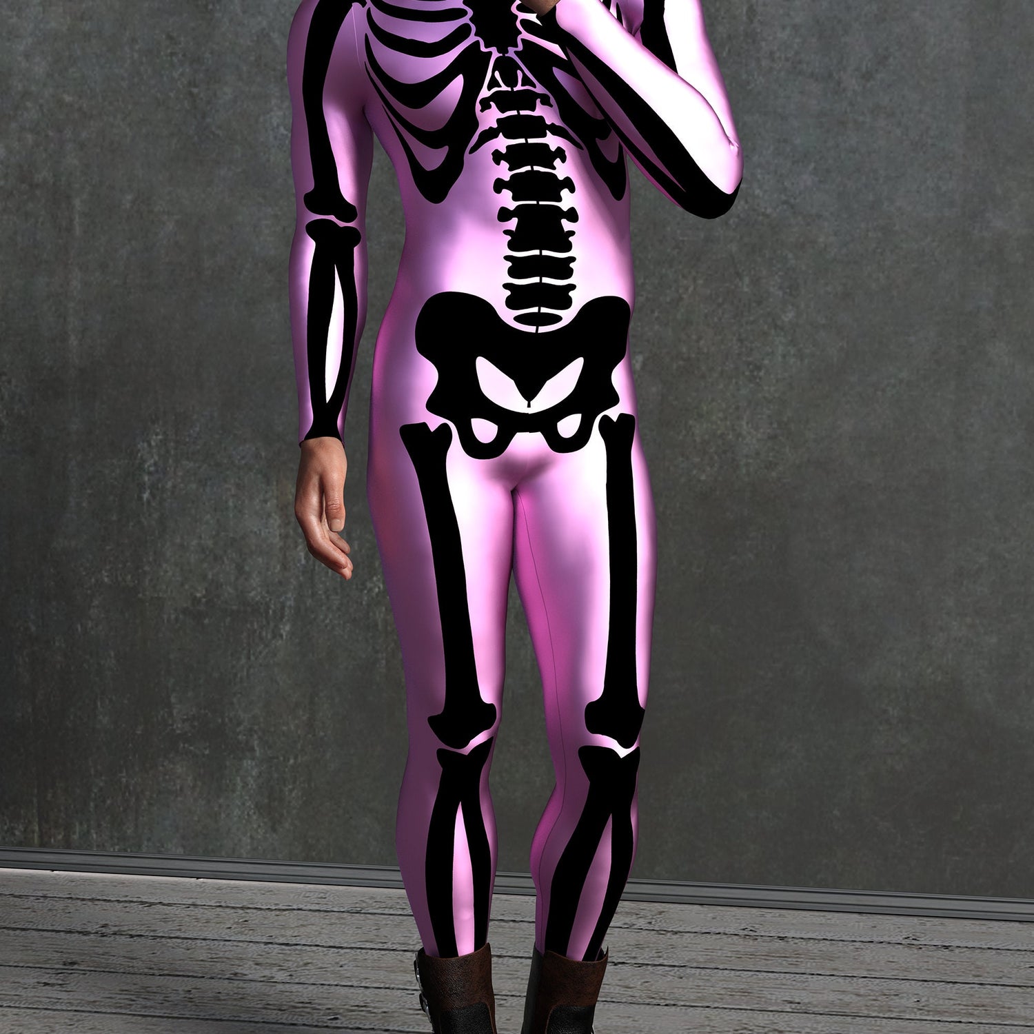 Pink n Black Bossy Skeleton Male Costume 3