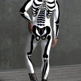 White Bossy Skeleton Male Costume