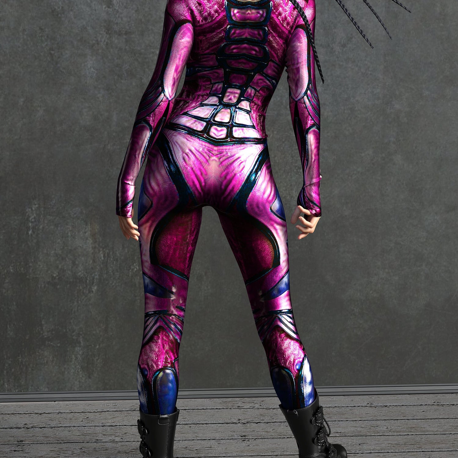 Magenta Moth Lady Costume 3