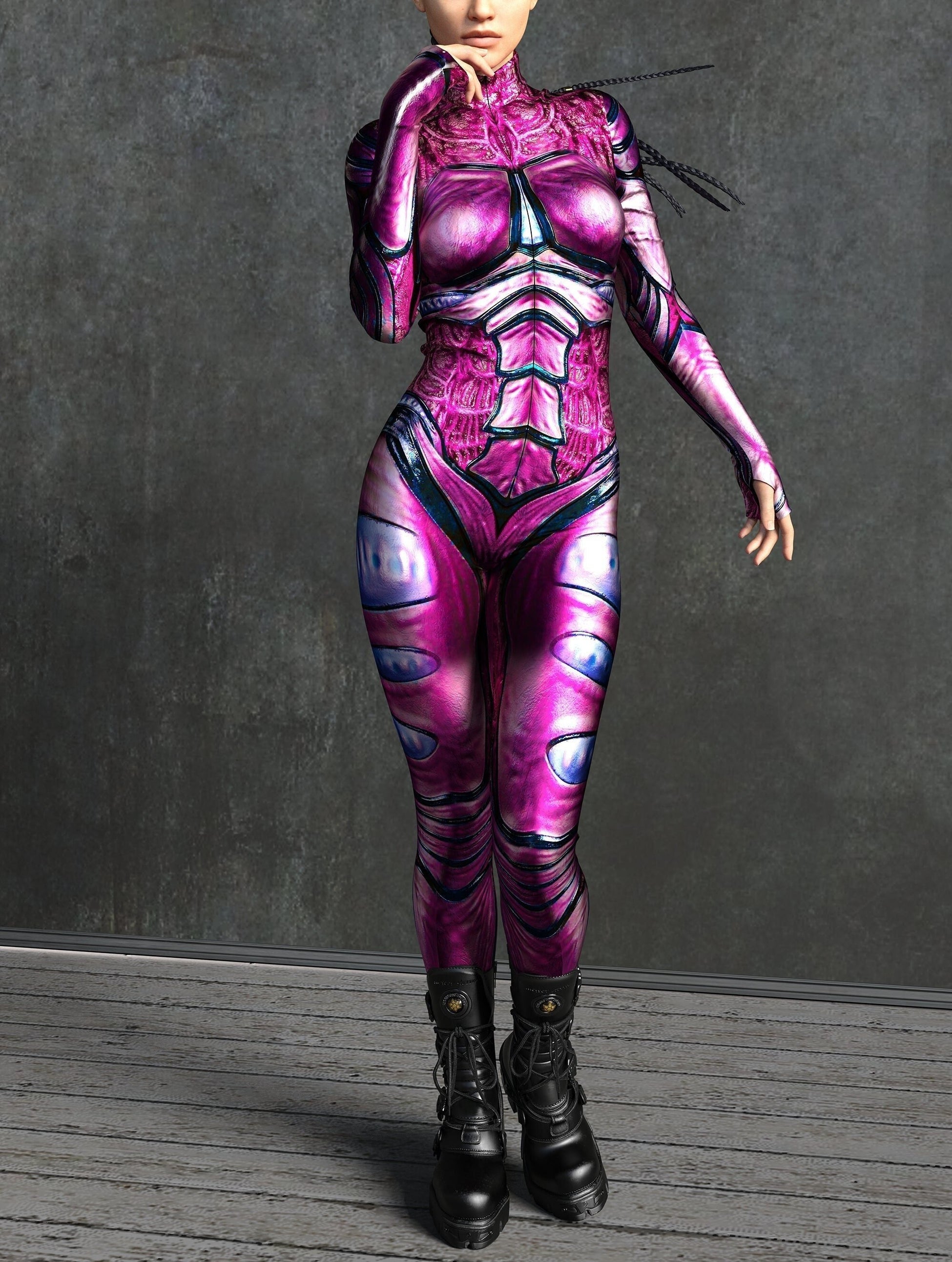 Magenta Moth Lady Costume 2