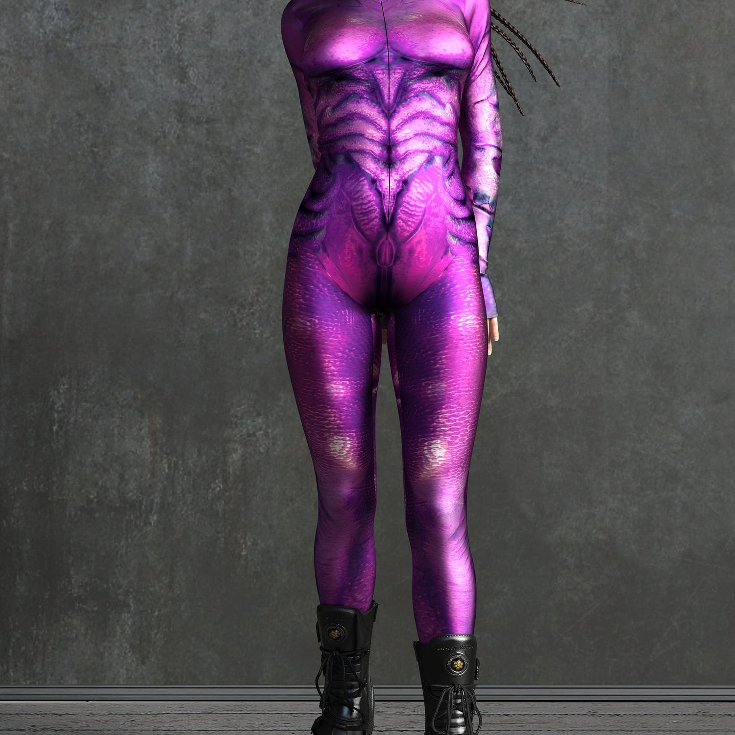 Women Purple Golden Alien Costume