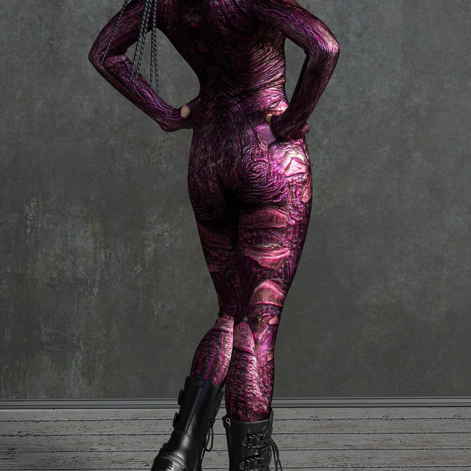 Women Mokujin Demon Magenta Costume