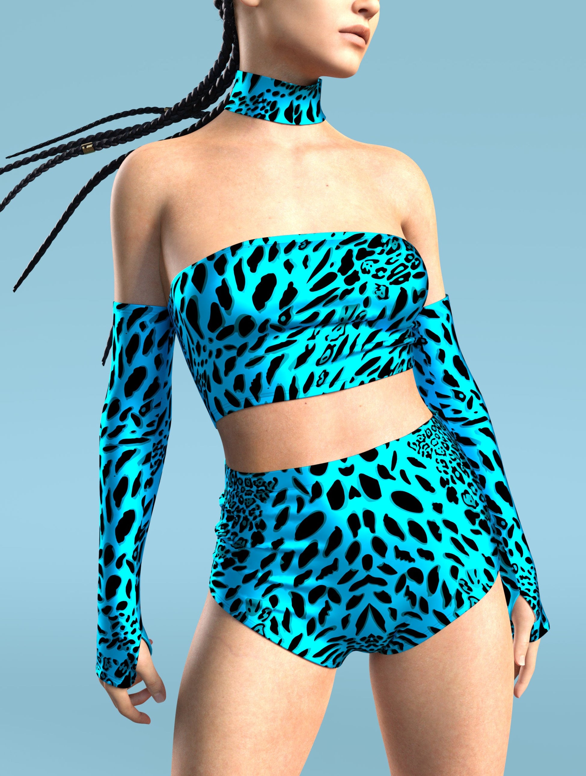Blue Leopard Tube Top 1