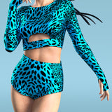 Blue Leopardy High Waist Shorts