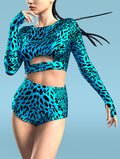 Blue Leopardy High Waist Shorts