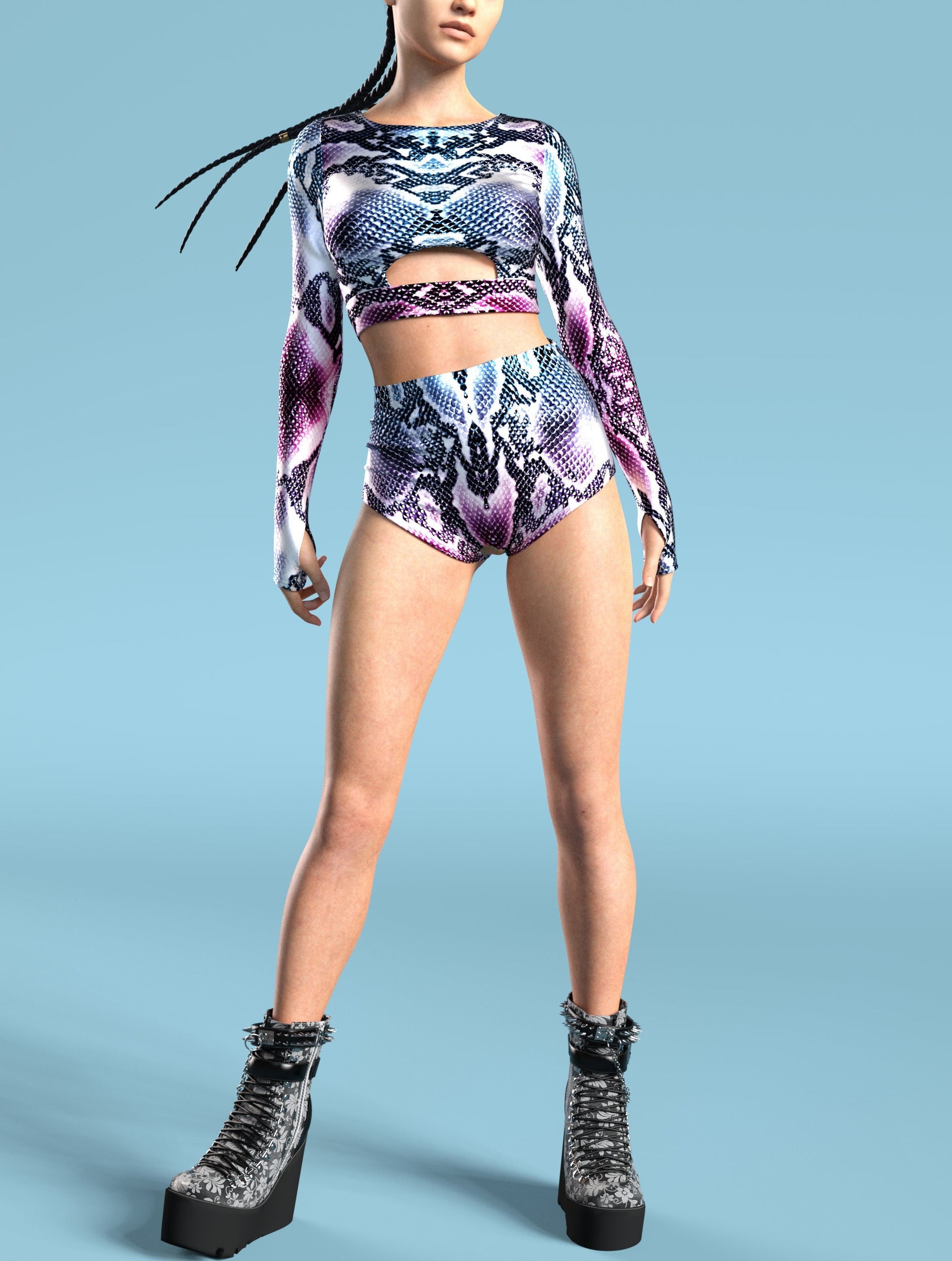 Purple Piton Long Belt Top 2