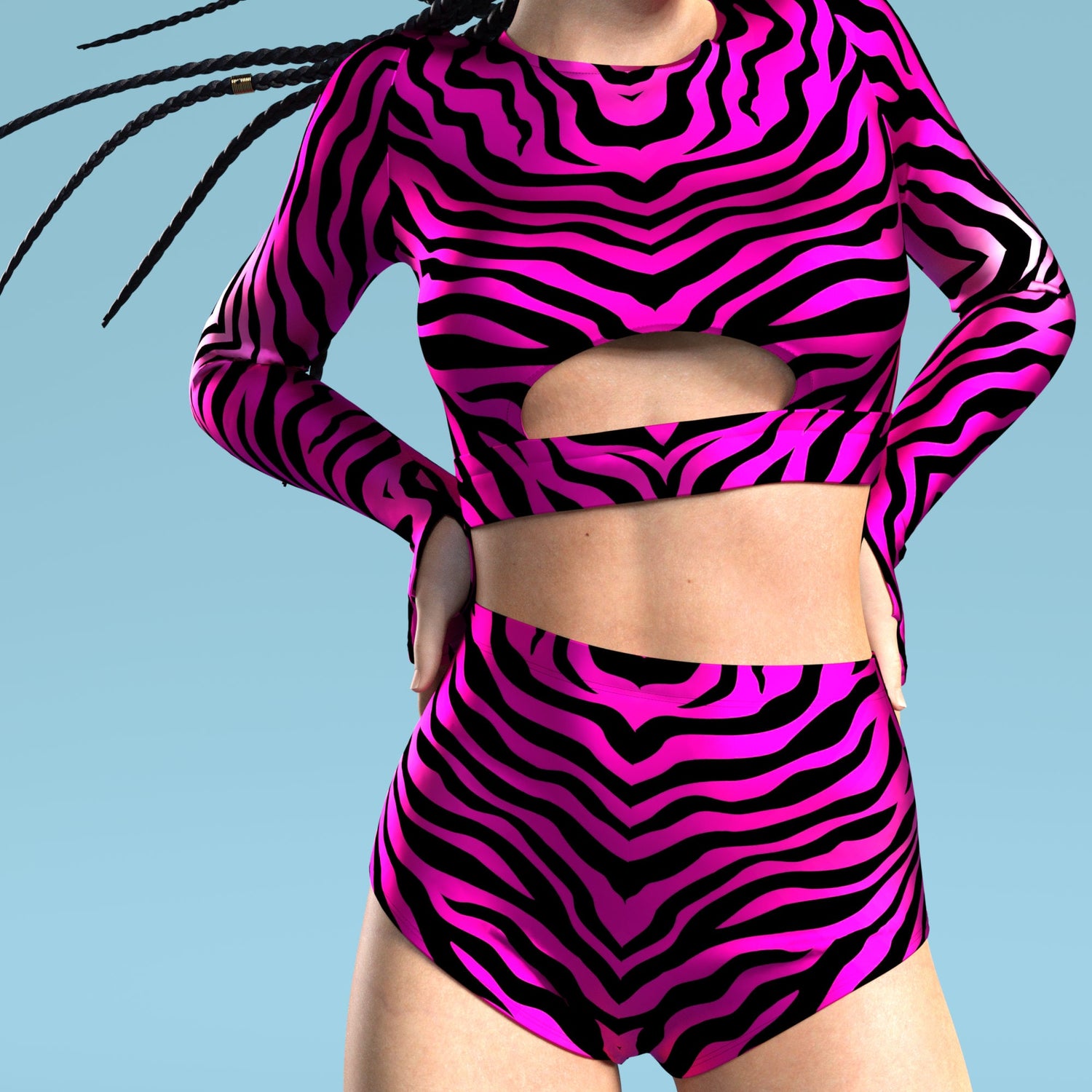 Pink Zebry Long Belt Top