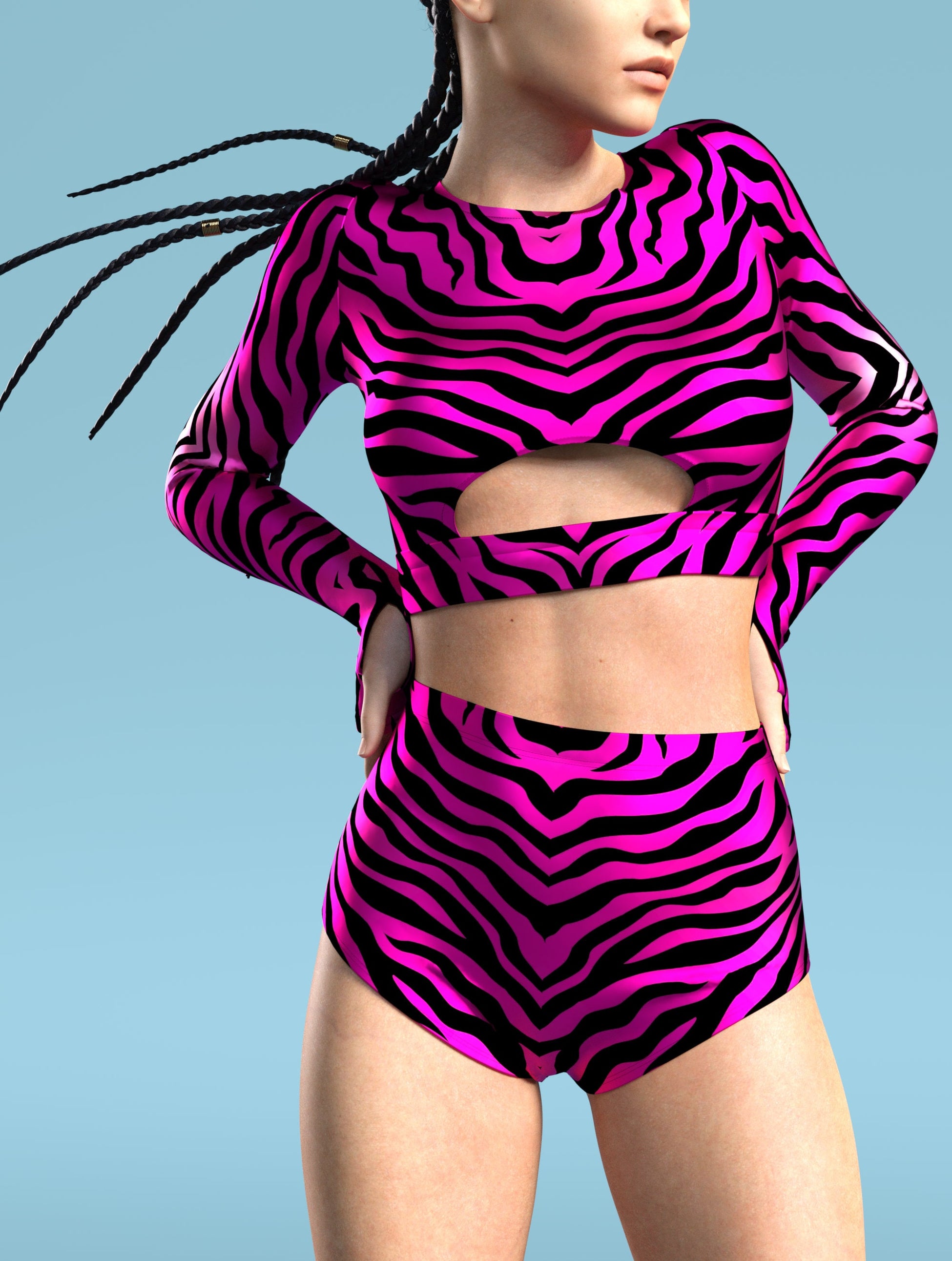 Pink Zebry Long Belt Top 1