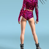 Red Zebry High Waist Shorts