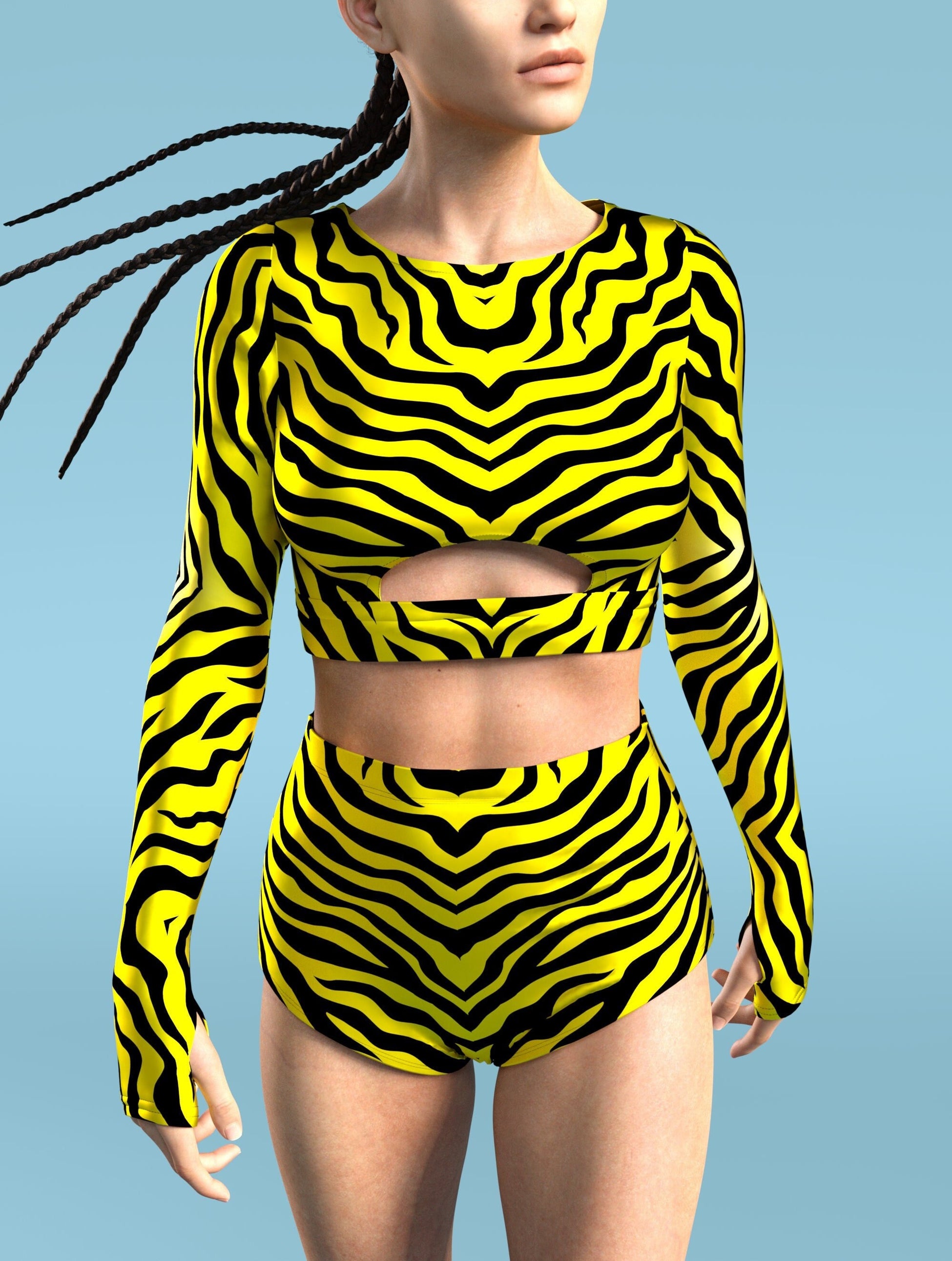 Yellow Zebry Long Belt Top 1