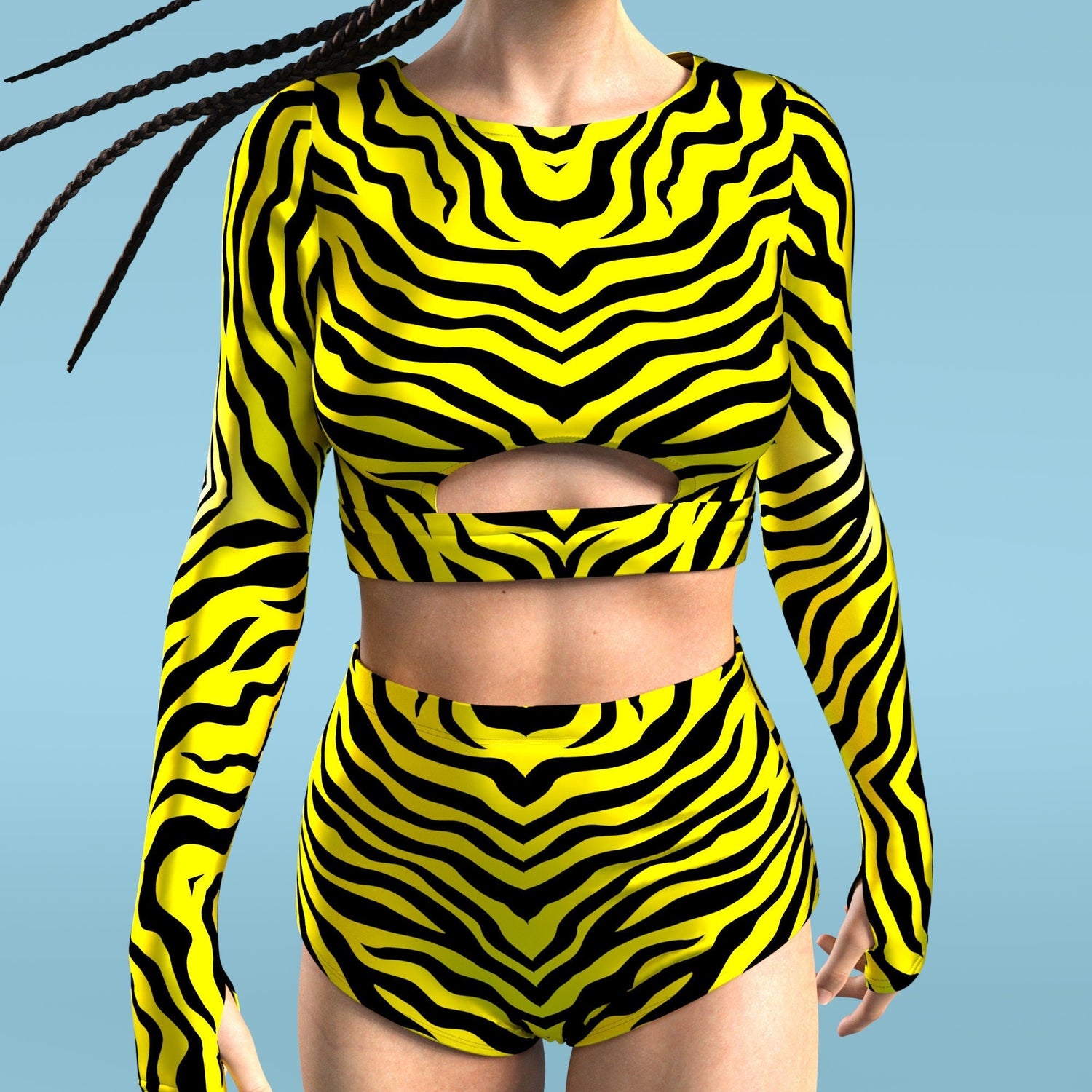 Yellow Zebry High Waist Shorts