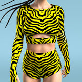 Yellow Zebry High Waist Shorts