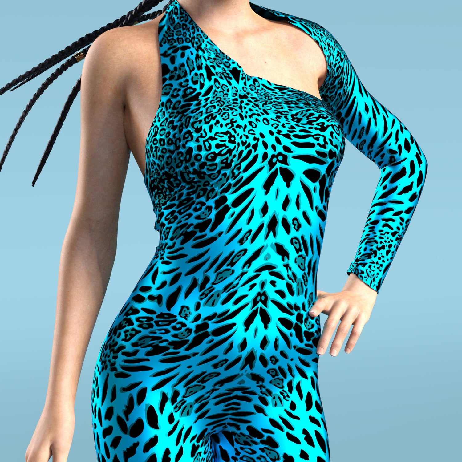 Blue Leopardy Asymmetrical2 Costume Blue