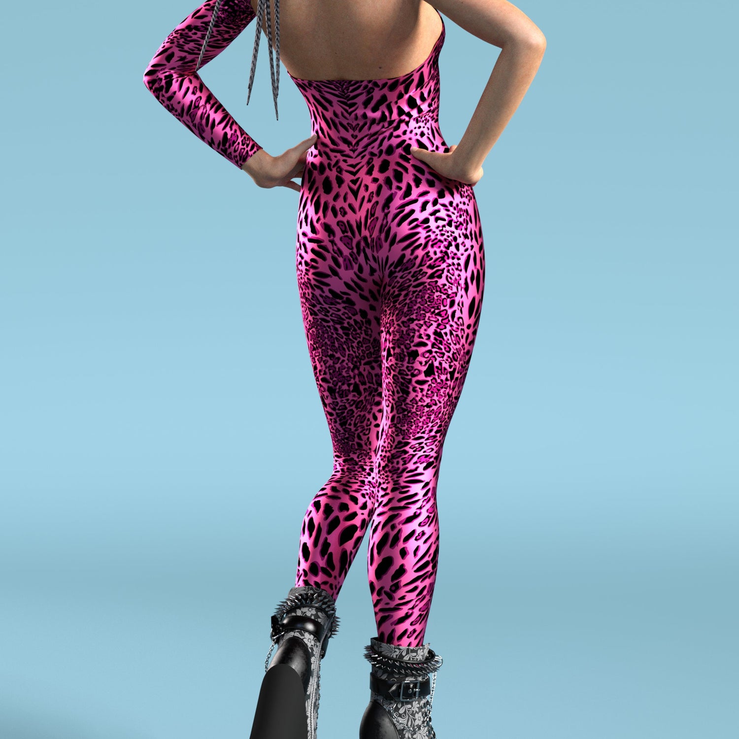 Pink Leopardy Asymmetrical2 Costume Lycra