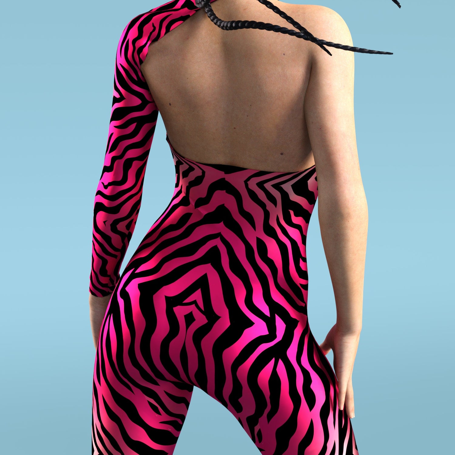 Red Zebry Asymmetrical2 Costume Lycra