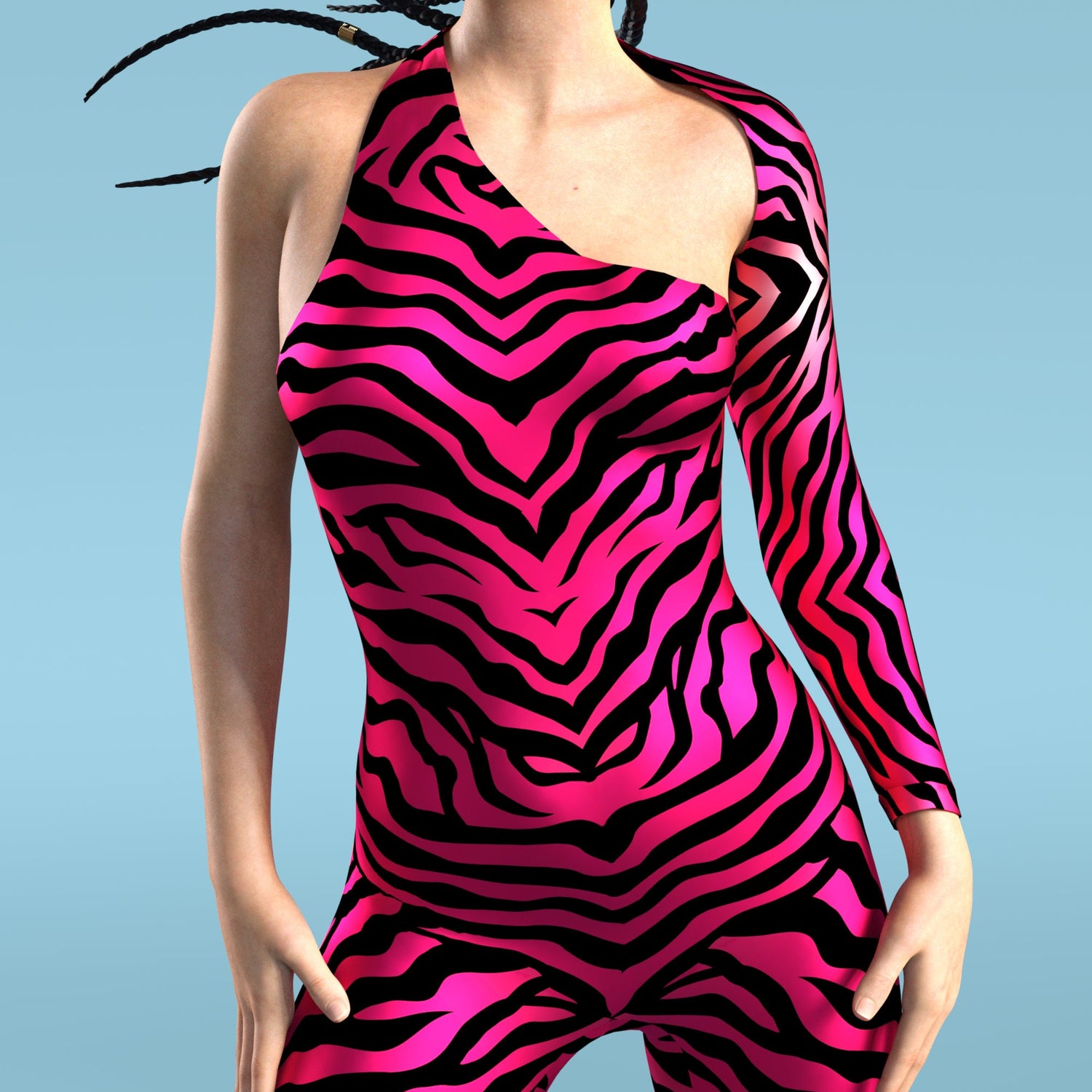 Red Zebry Asymmetrical2 Costume Red, Pink