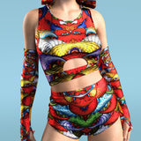 Elusive Scales High Waist Shorts